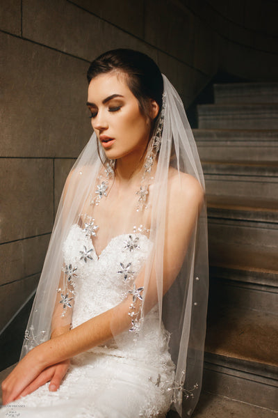 Embellished Fingertip Veil (#Hayley) | Dream Dresses by PMN Cathedral