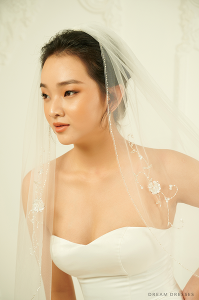 Embellished Fingertip Veil (#Hayley) | Dream Dresses by PMN Cathedral