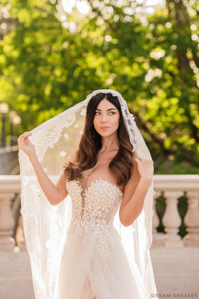 Dream Dresses by P.M.N. Cathedral Mantilla Veil (#Ari) Royal