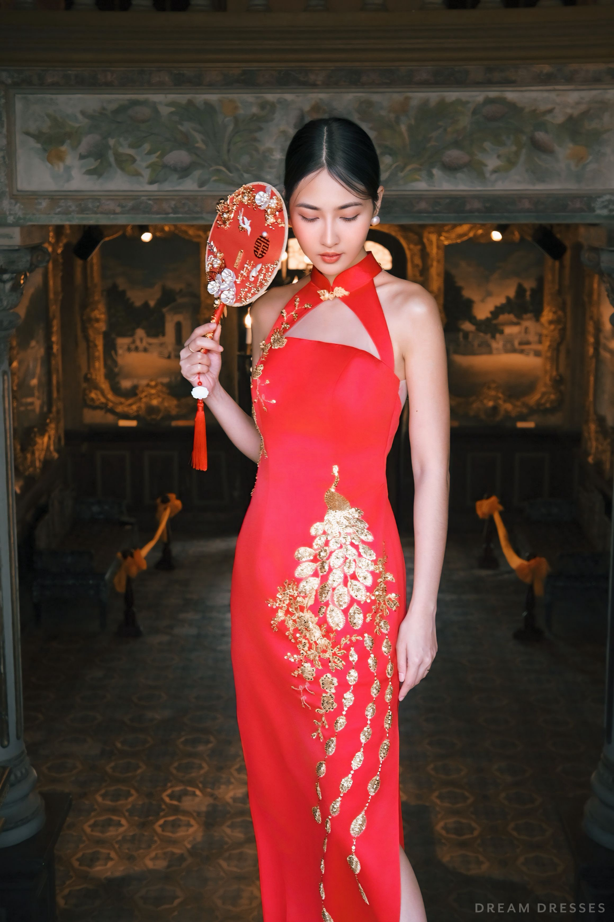 Red Bridal Cheongsam | Red Qipao Bridal Gown (#MAE)