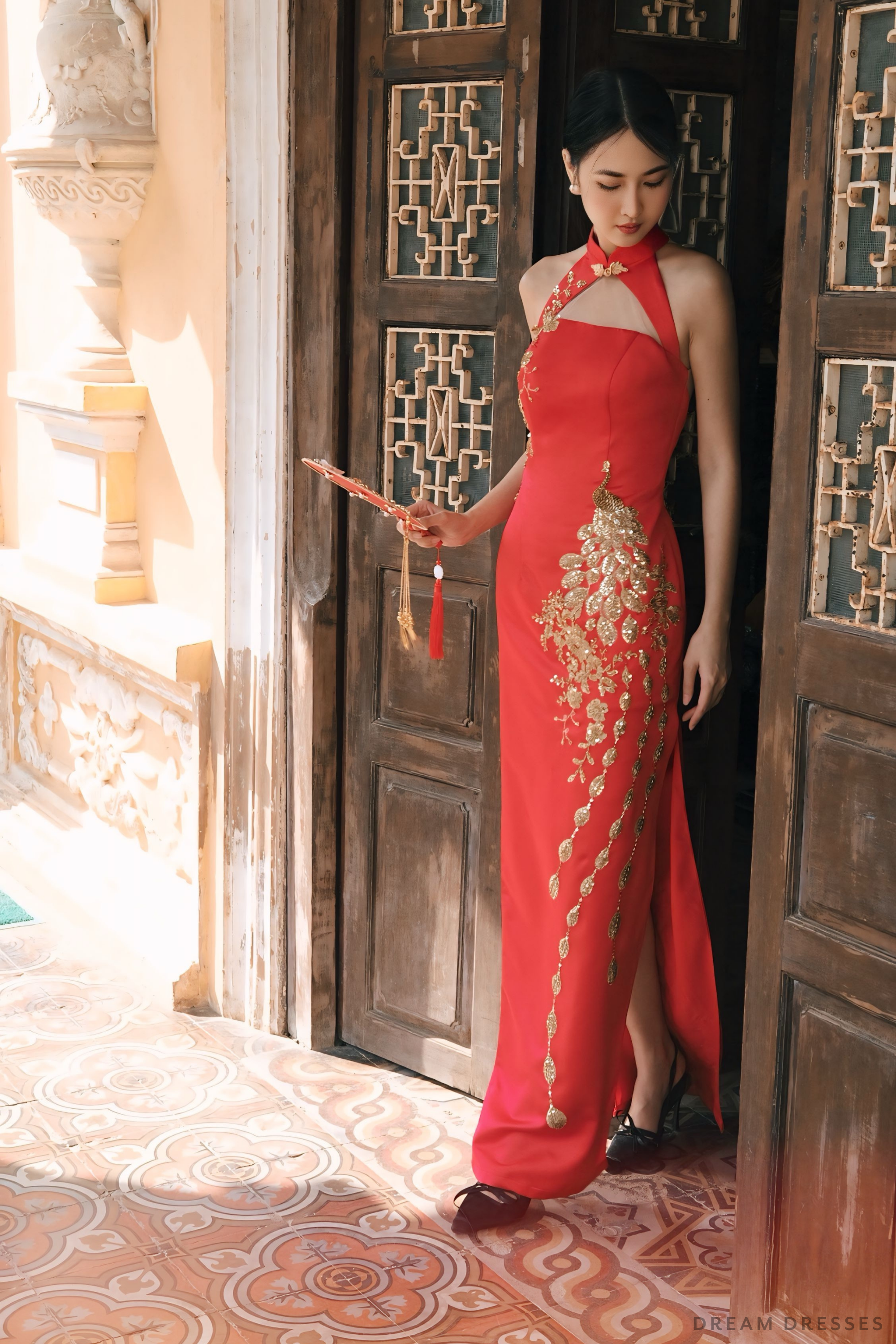 Red Bridal Cheongsam | Red Qipao Bridal Gown (#MAE)