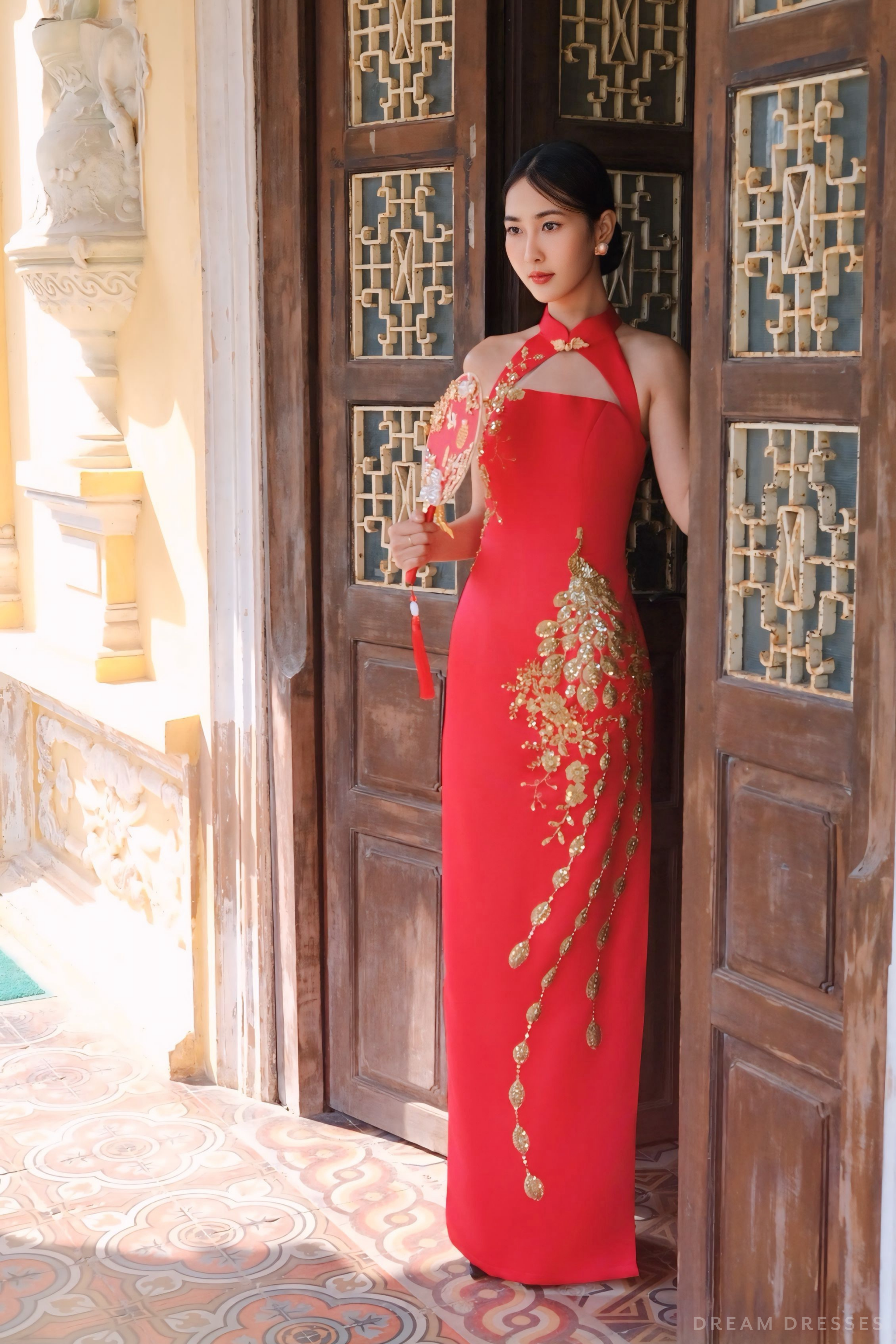 Red Bridal Cheongsam | Red Qipao Bridal Gown (#MAE)