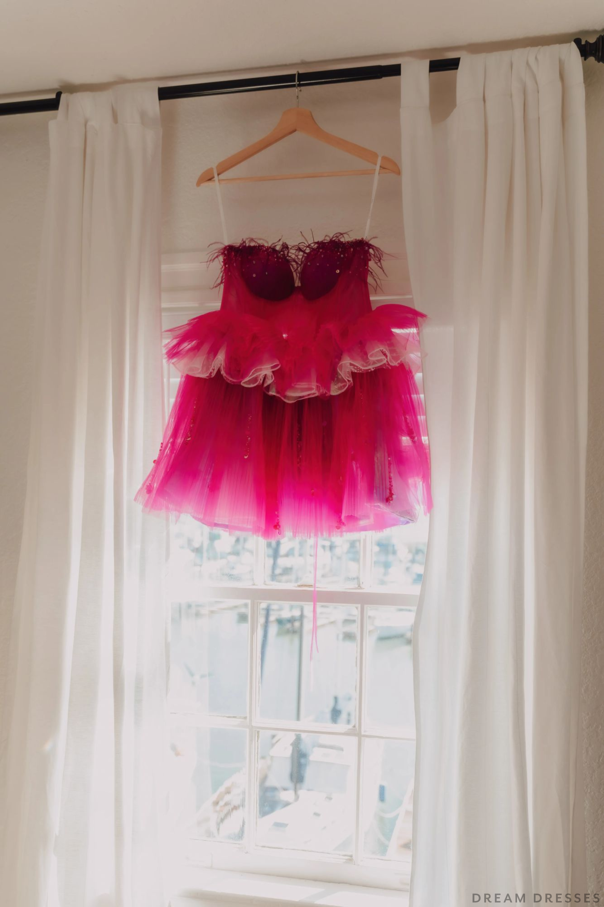 Pink Wedding Dress Ball Gown with Removable Skirt (#Maggie)