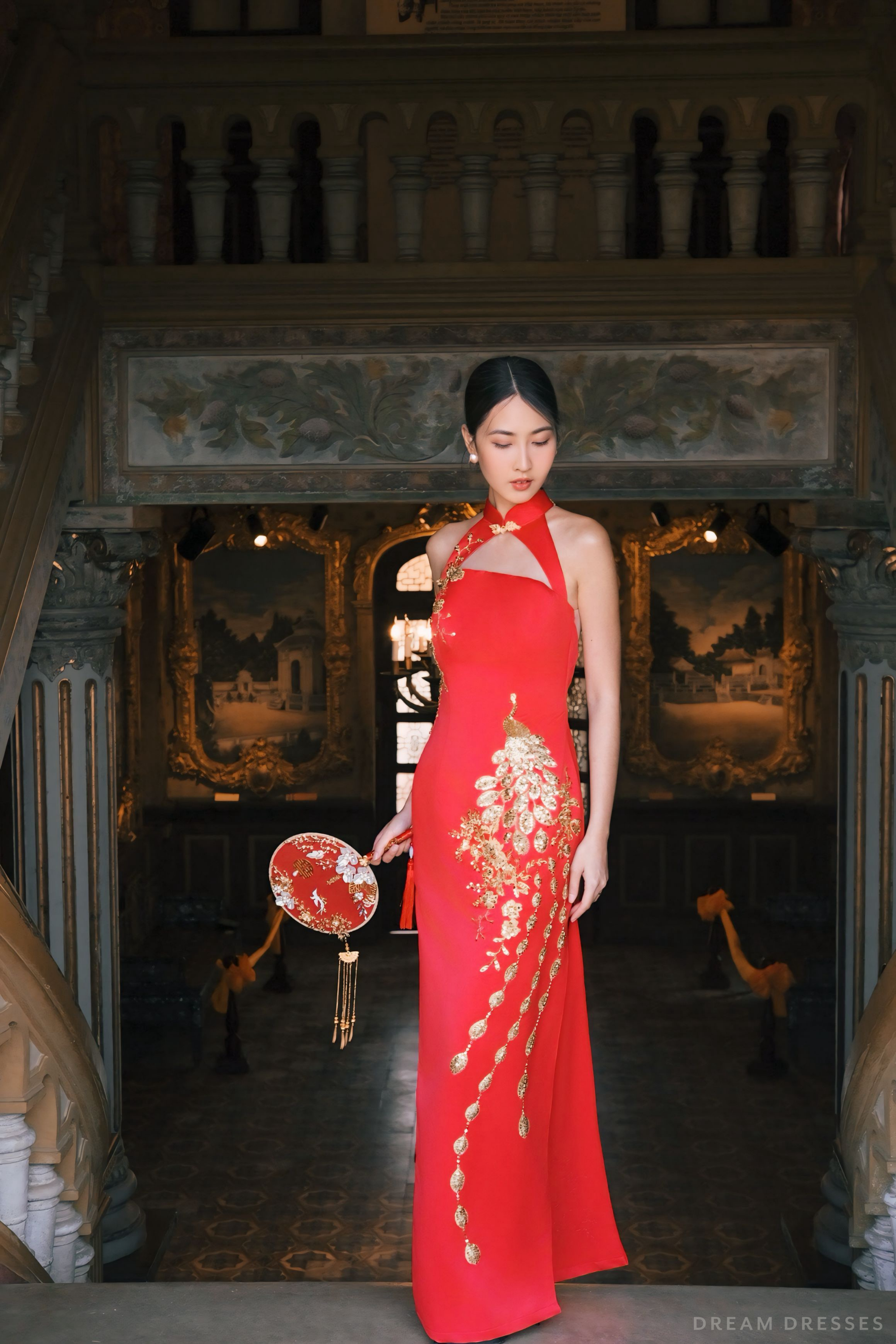 Red Bridal Cheongsam | Red Qipao Bridal Gown (#MAE)