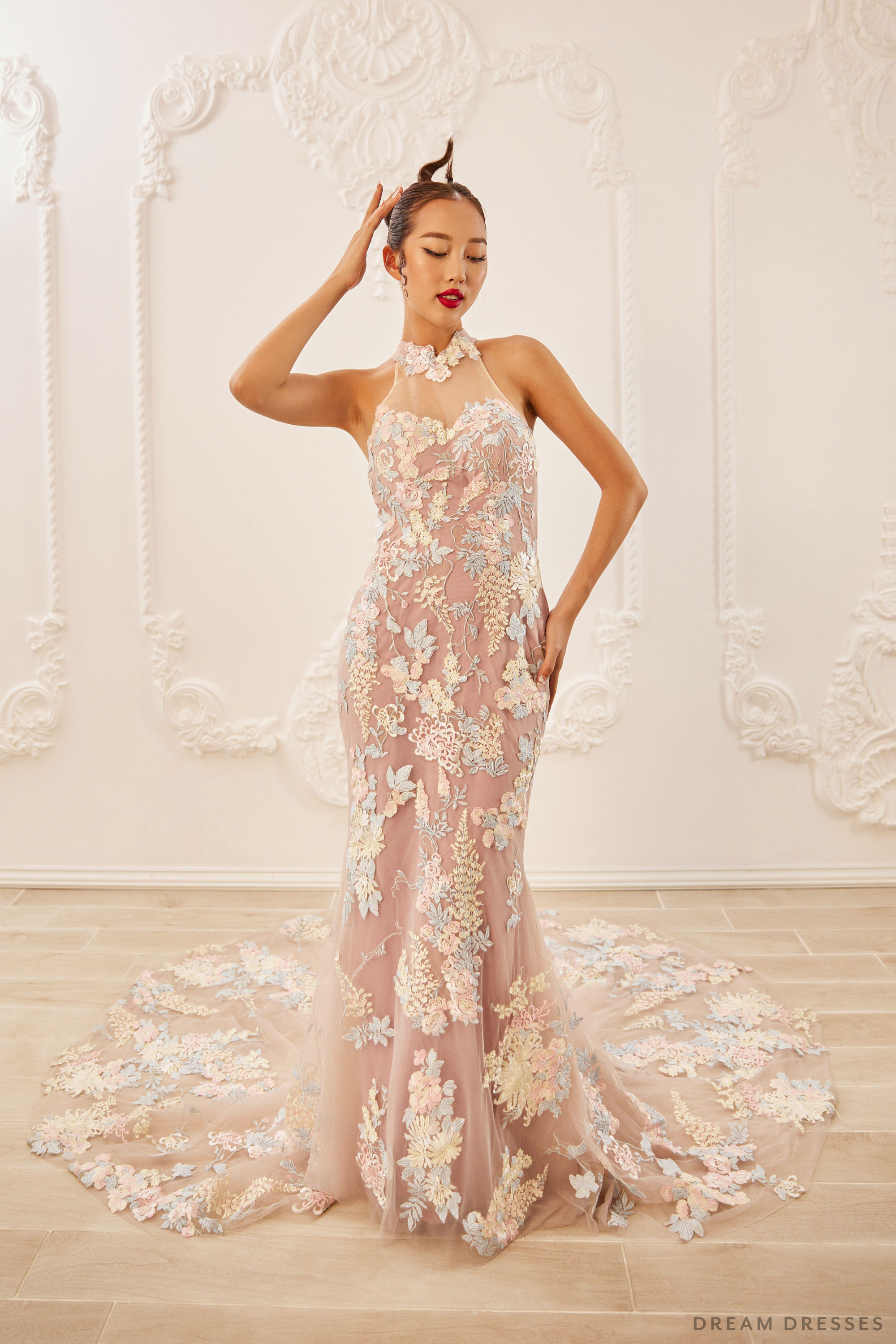 A-line Satin Sequin Sparkly Unique Dream Vintage Gorgeous Beach Long  Wedding Dresses, Bridal Gown WD270