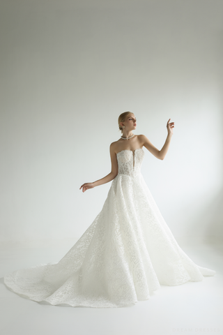 Strapless Lace Wedding Ball Gown (#ROSSELLA)