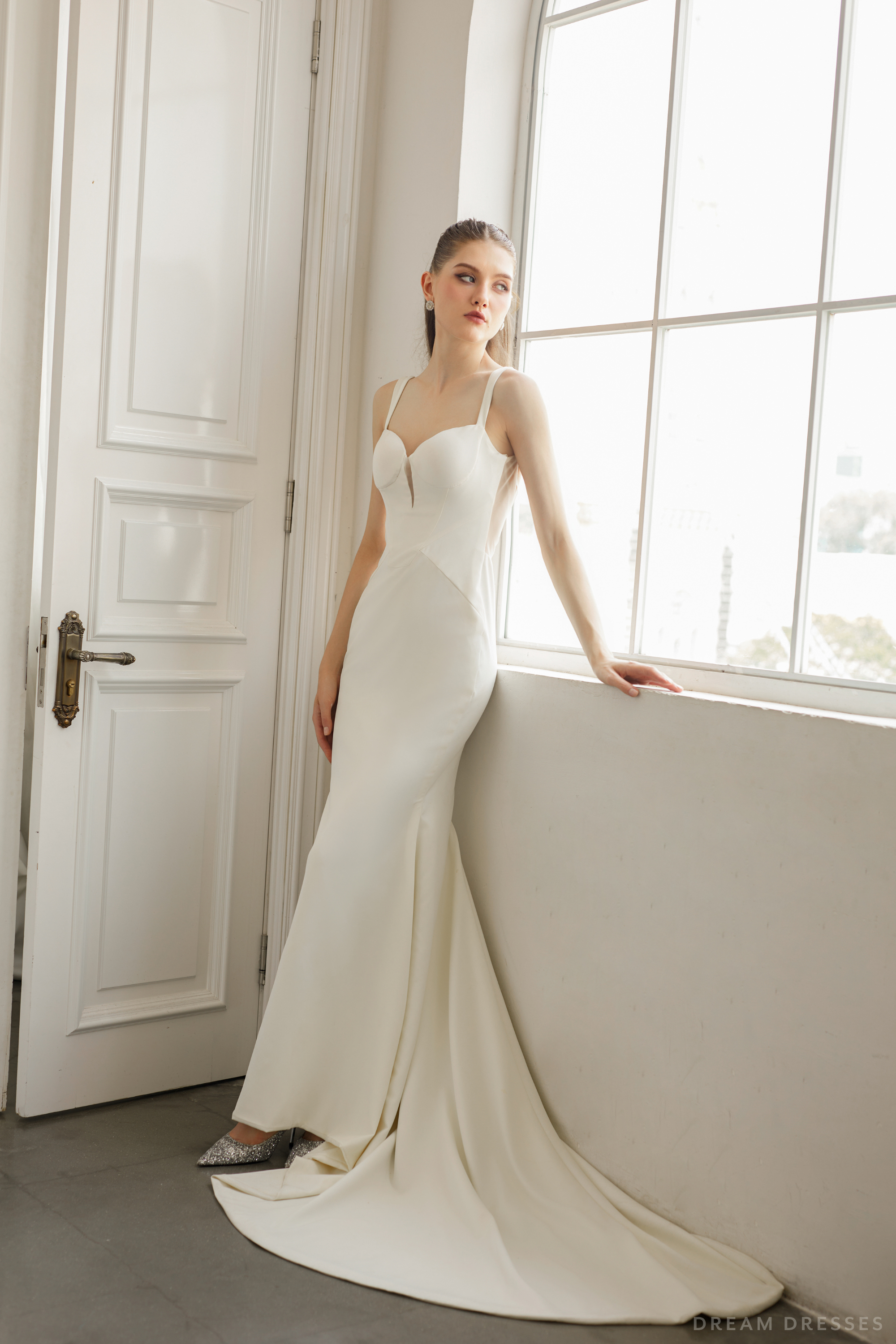 Minimalist Crepe Wedding Dress with Low Back (#DYONE)