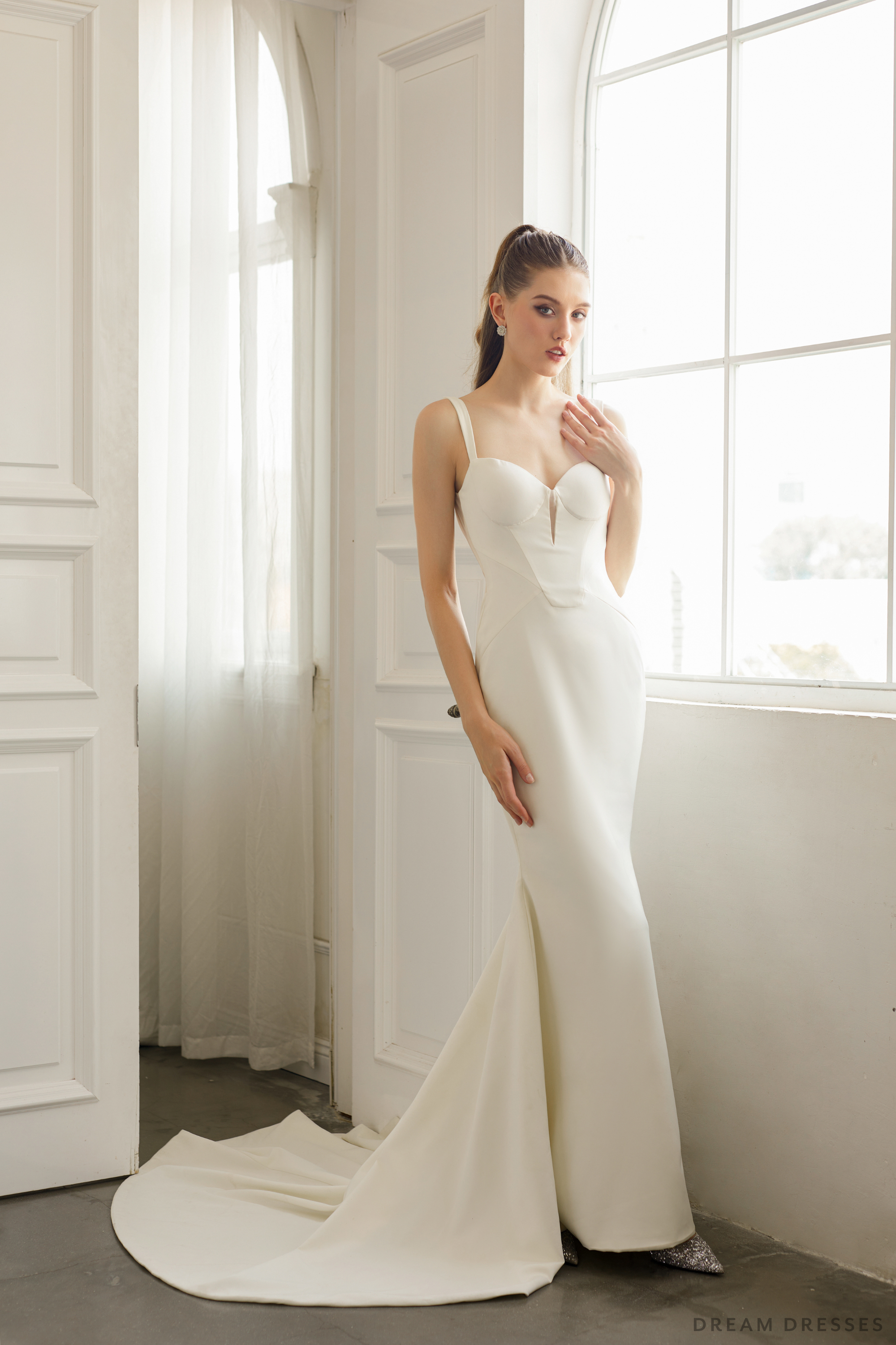 Minimalist Crepe Wedding Dress with Low Back (#DYONE)