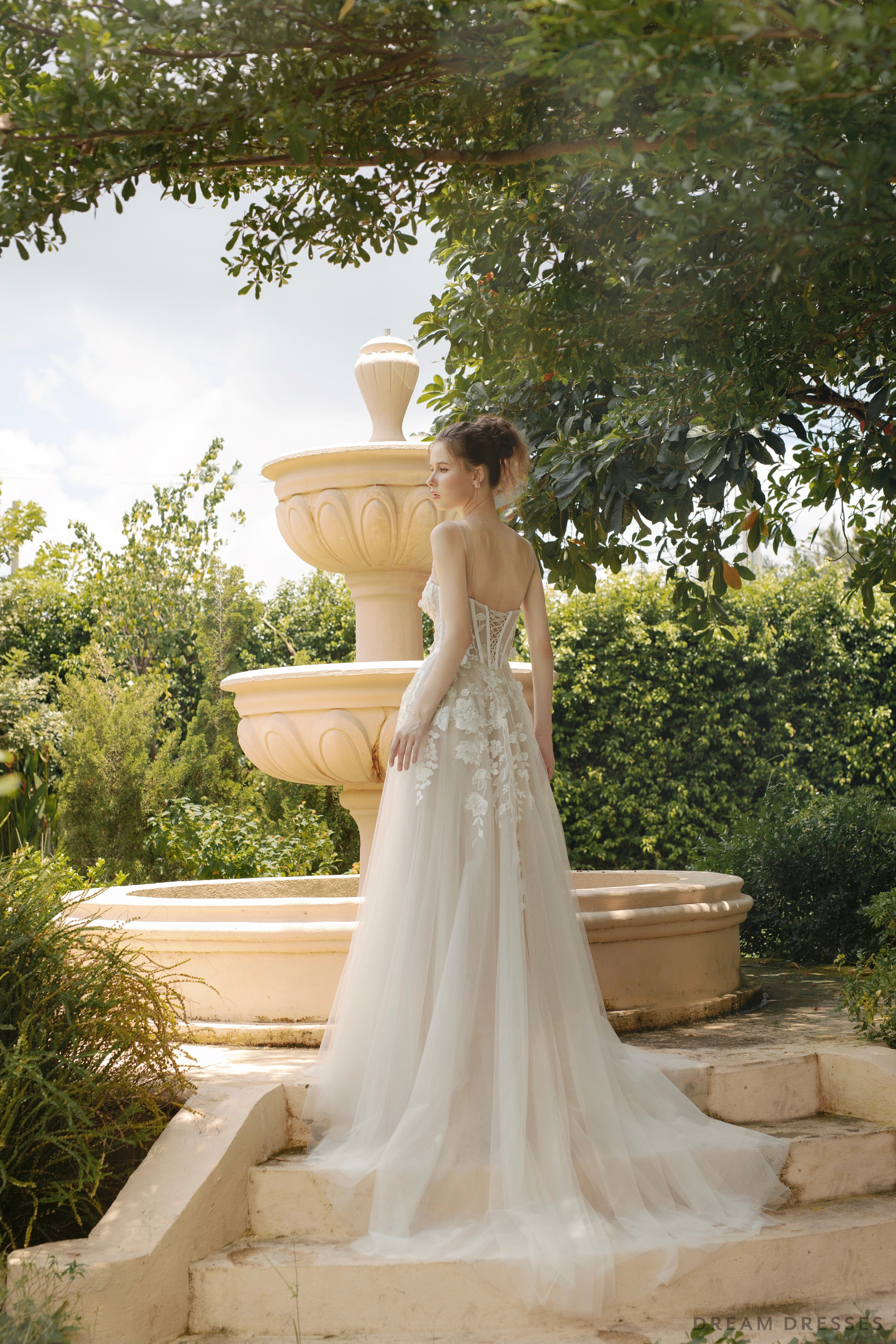 Ball Grown Wedding Dress with Floral Lace (#ANGELITA)