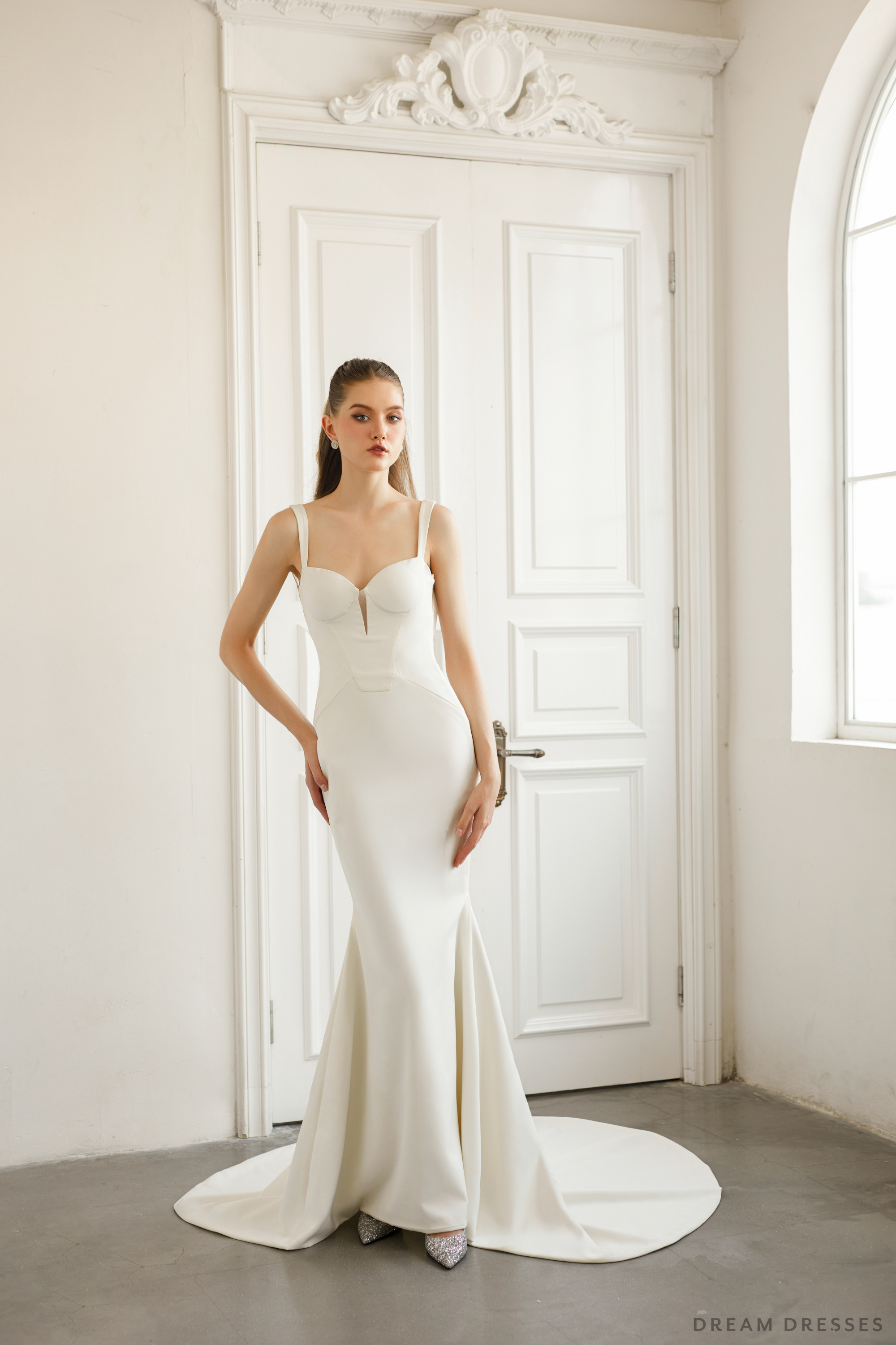 Minimalist Crepe Wedding Dress with Low Back (#DYONE)