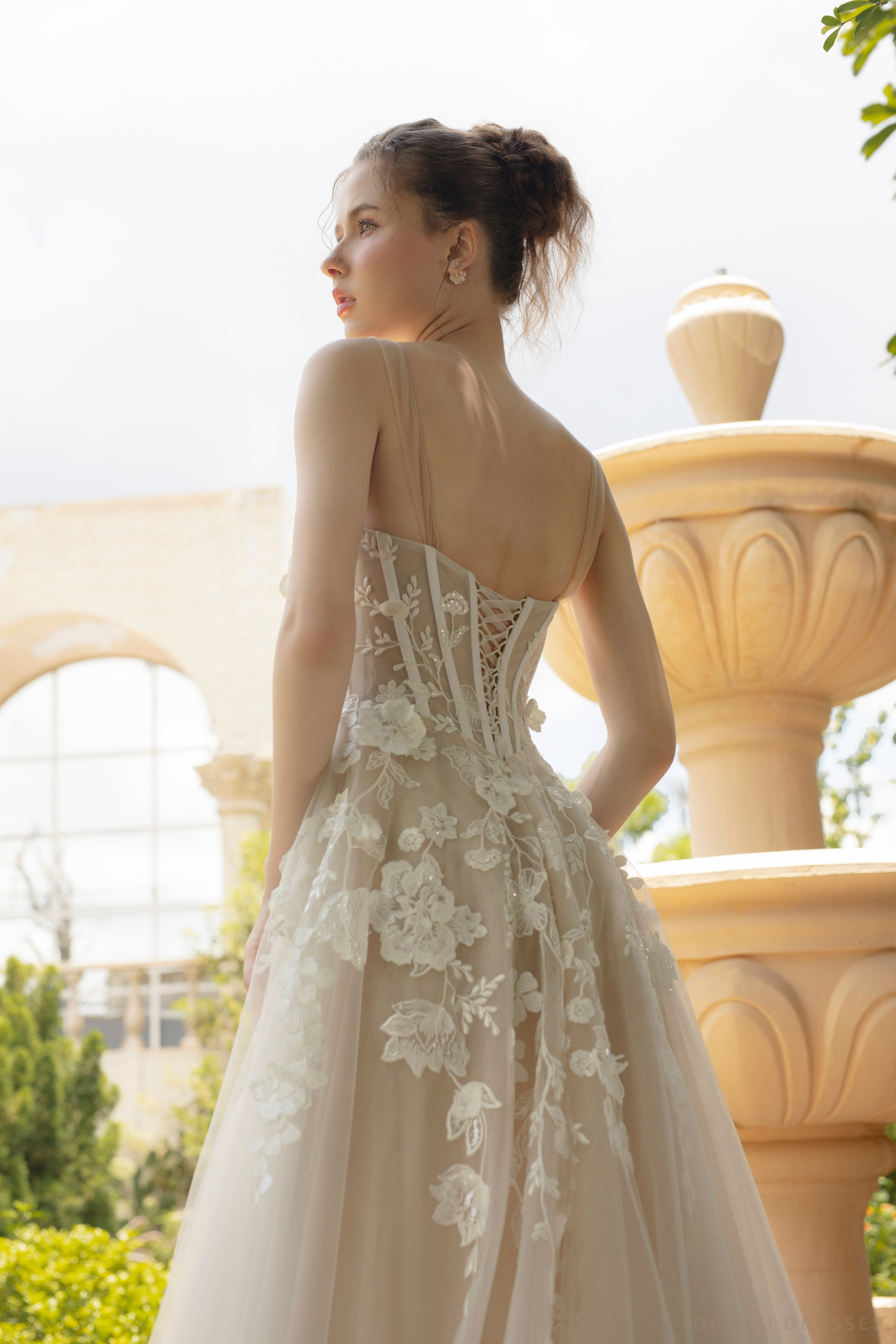 Ball Grown Wedding Dress with Floral Lace (#ANGELITA)