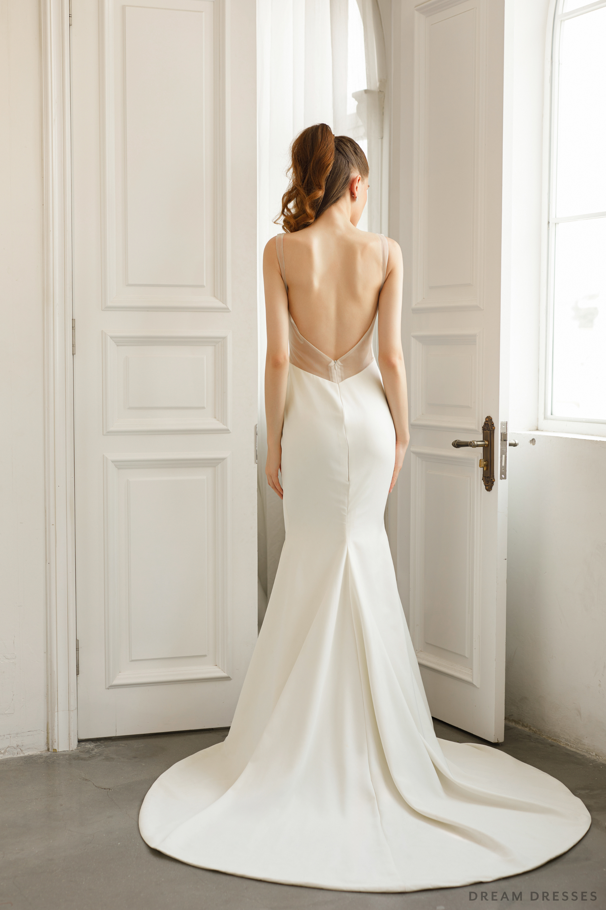 Minimalist Crepe Wedding Dress with Low Back (#DYONE)