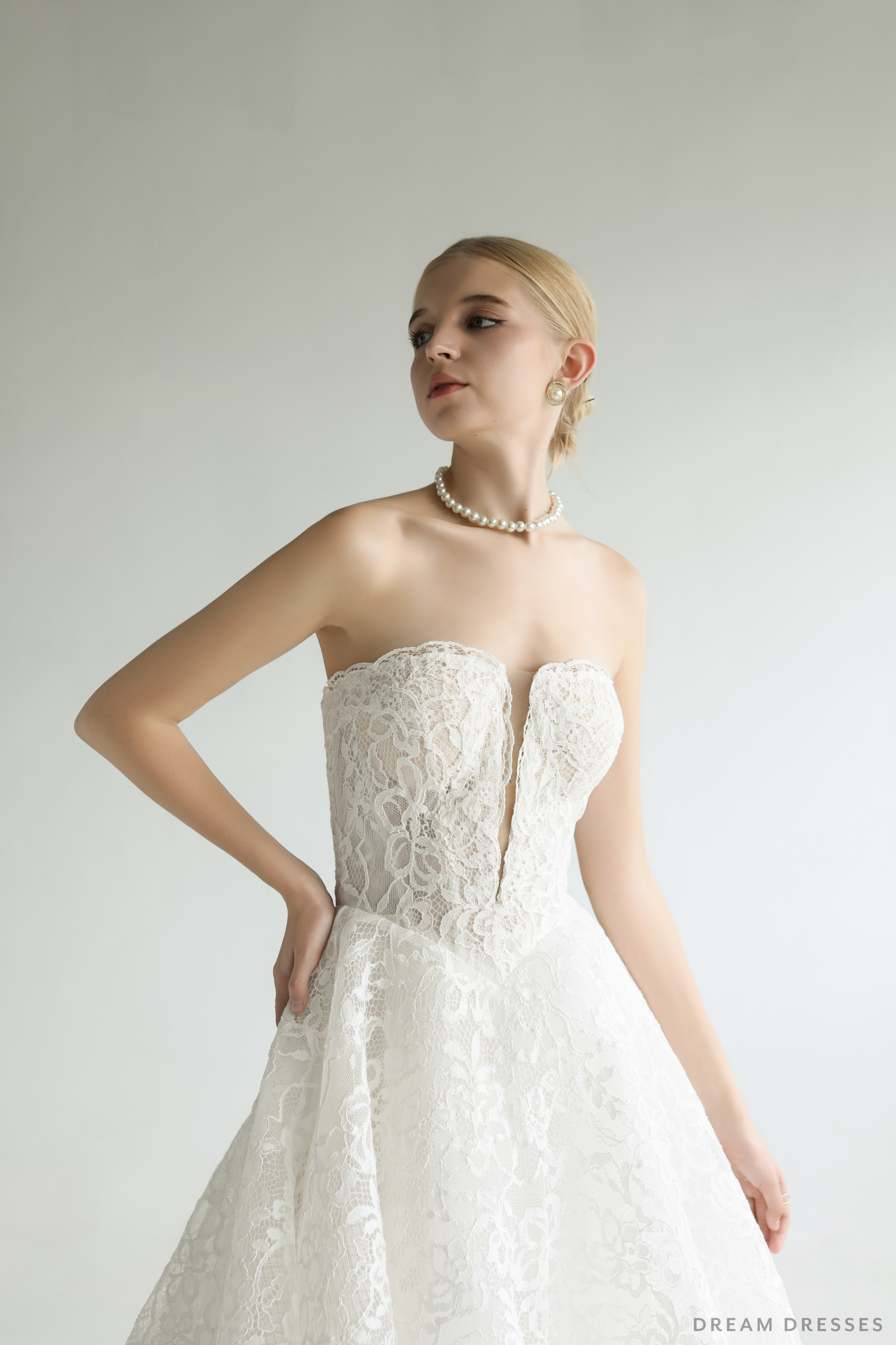 Strapless Lace Wedding Ball Gown (#ROSSELLA)