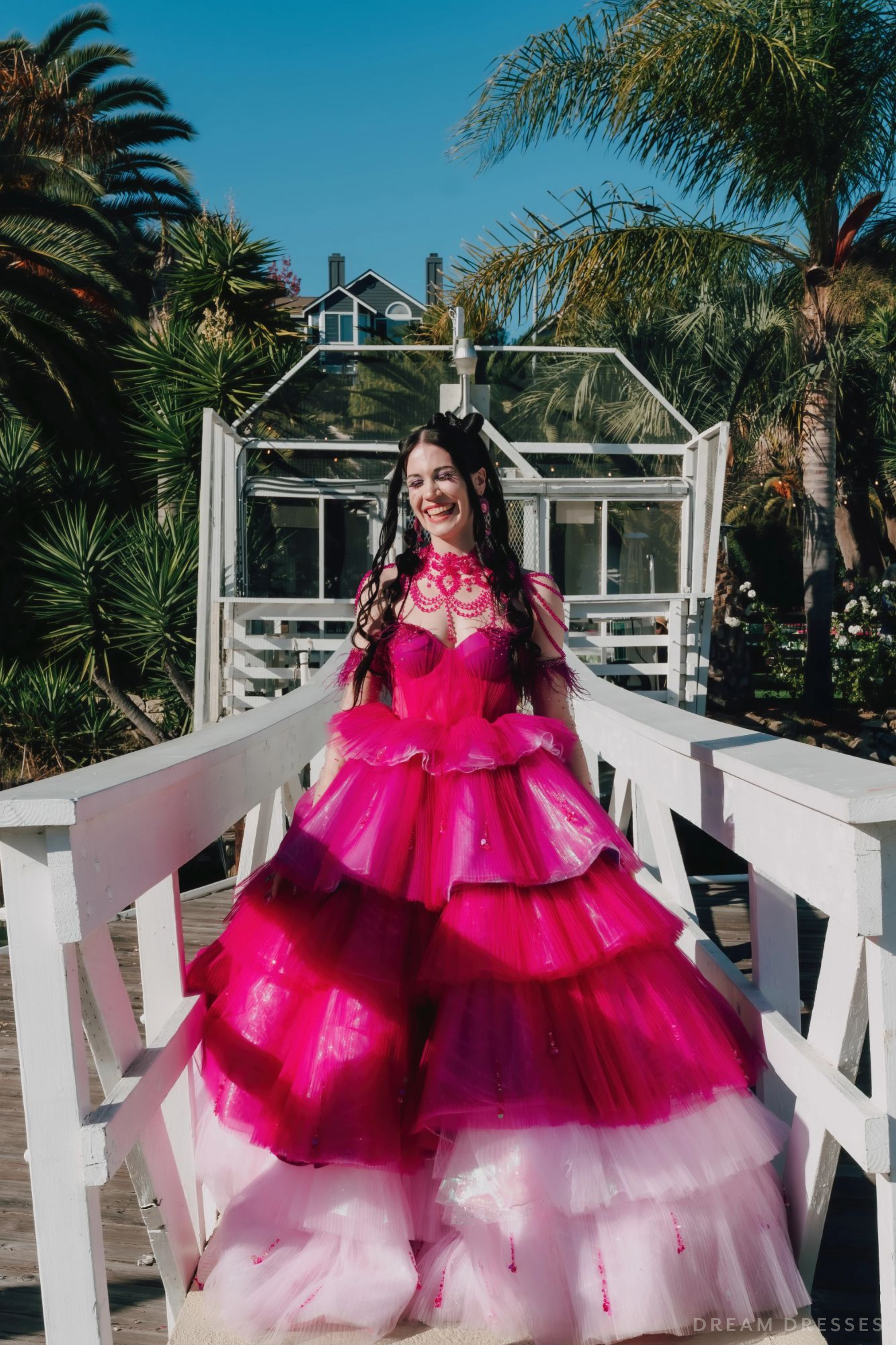 Pink Wedding Dress Ball Gown with Removable Skirt (#Maggie)