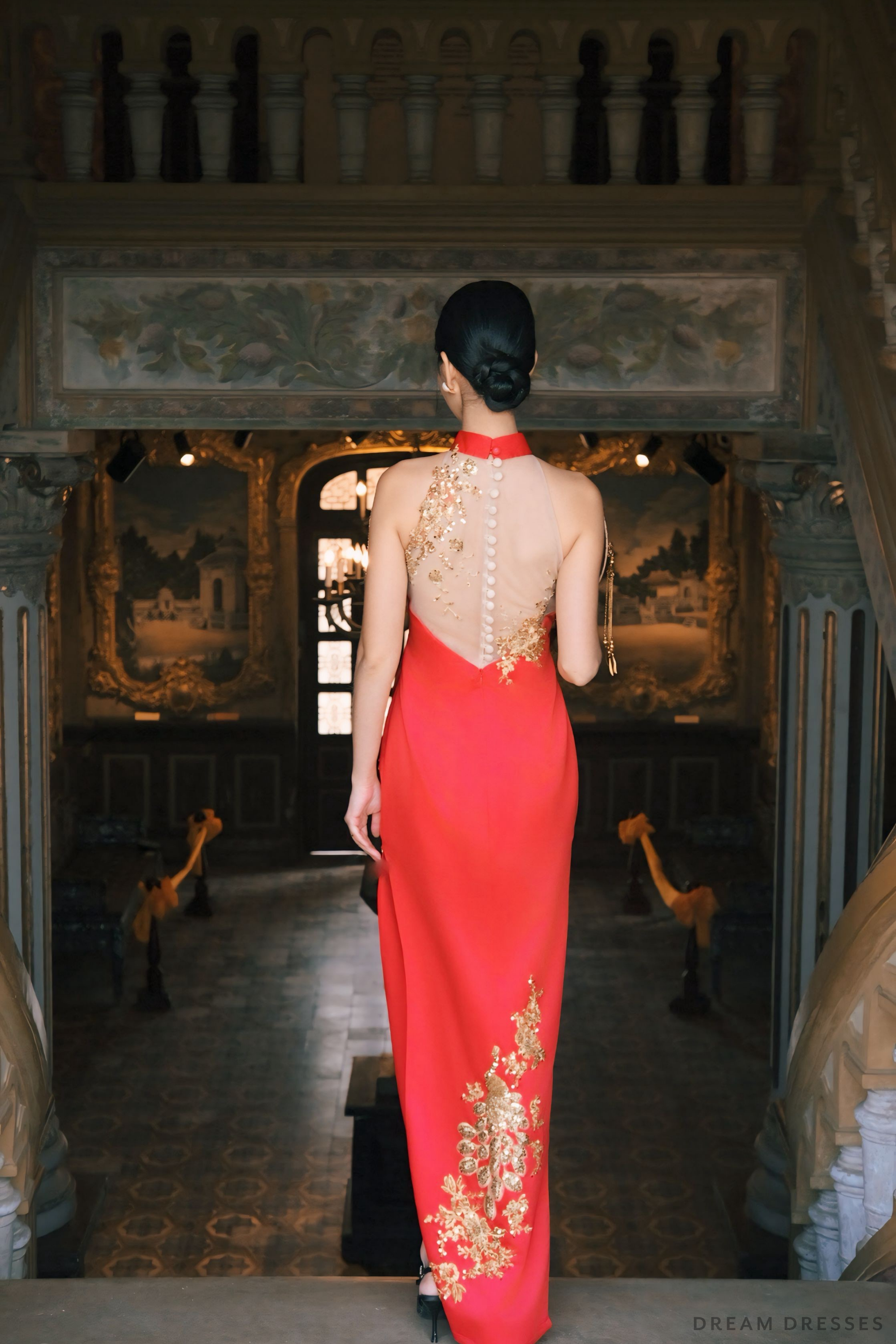 Red Bridal Cheongsam | Red Qipao Bridal Gown (#MAE)