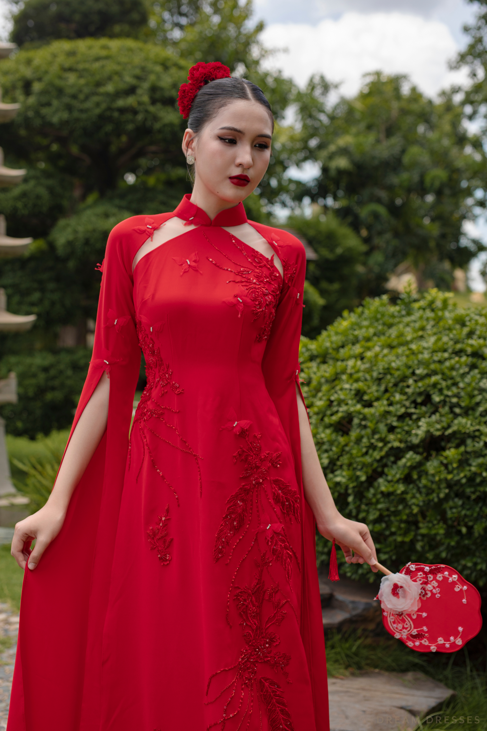 Red Bridal Ao Dai | Modern Vietnamese Bridal Dress (#LISI)