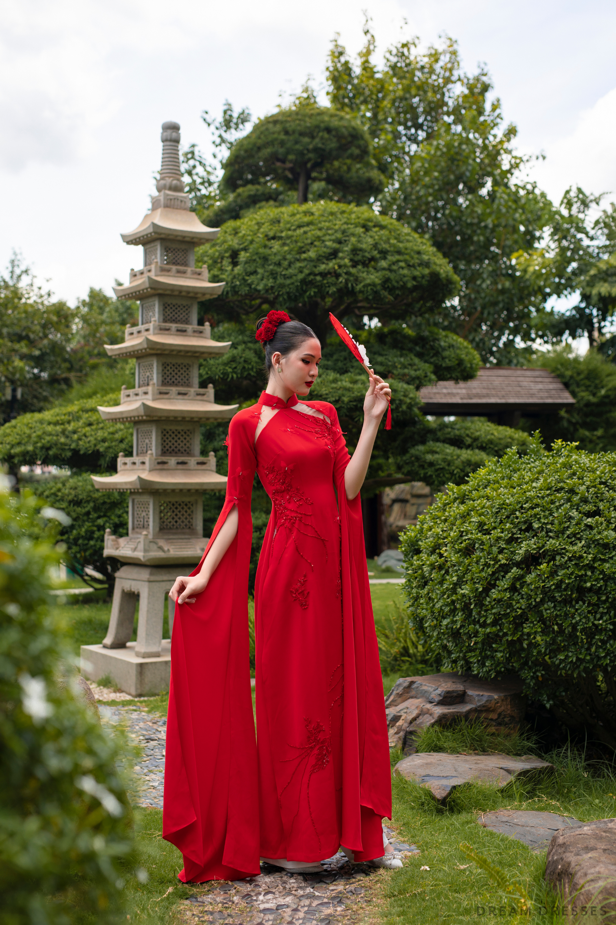 Red Bridal Ao Dai | Modern Vietnamese Bridal Dress (#LISI)