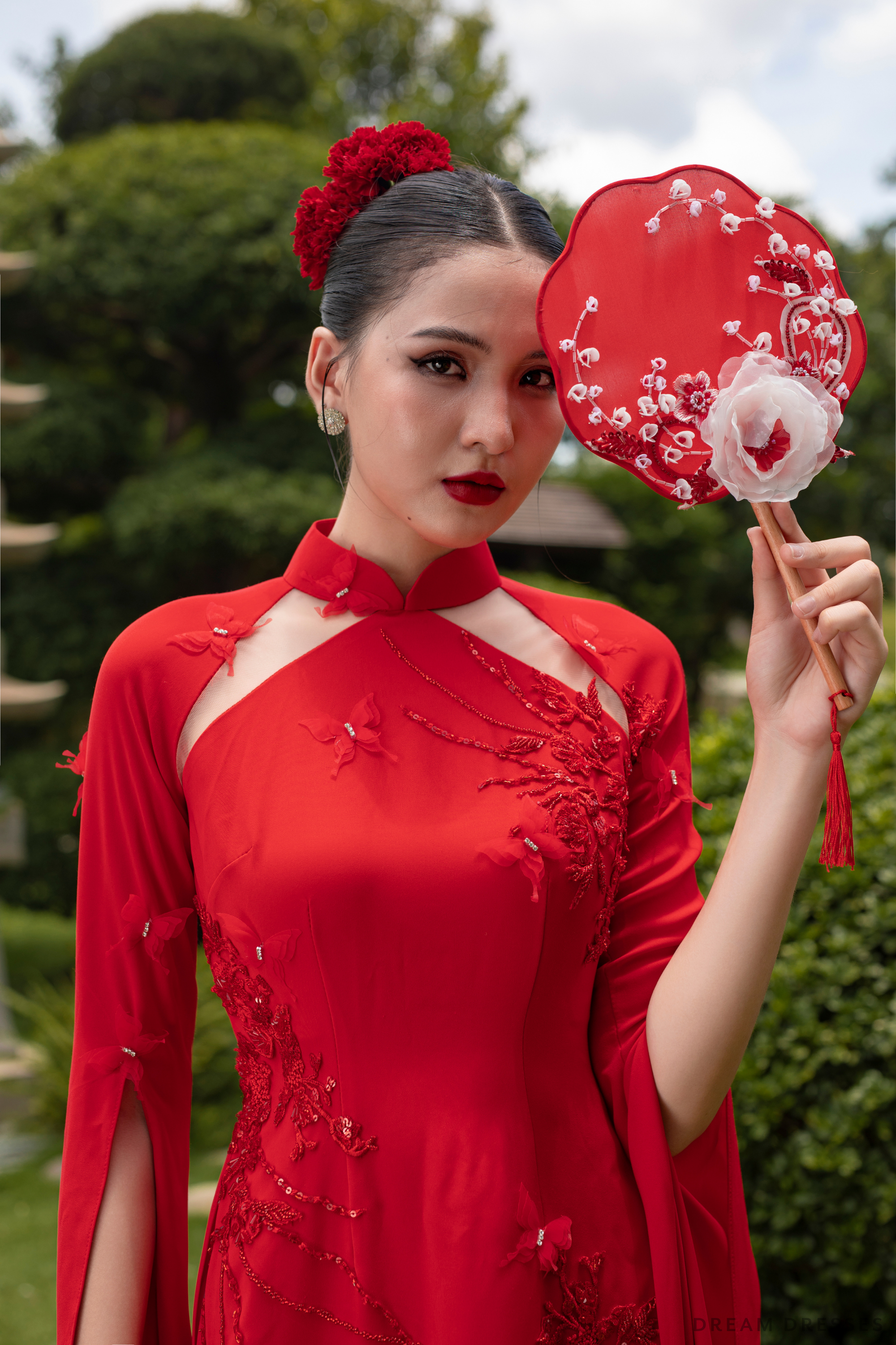 Red Bridal Ao Dai | Modern Vietnamese Bridal Dress (#LISI)