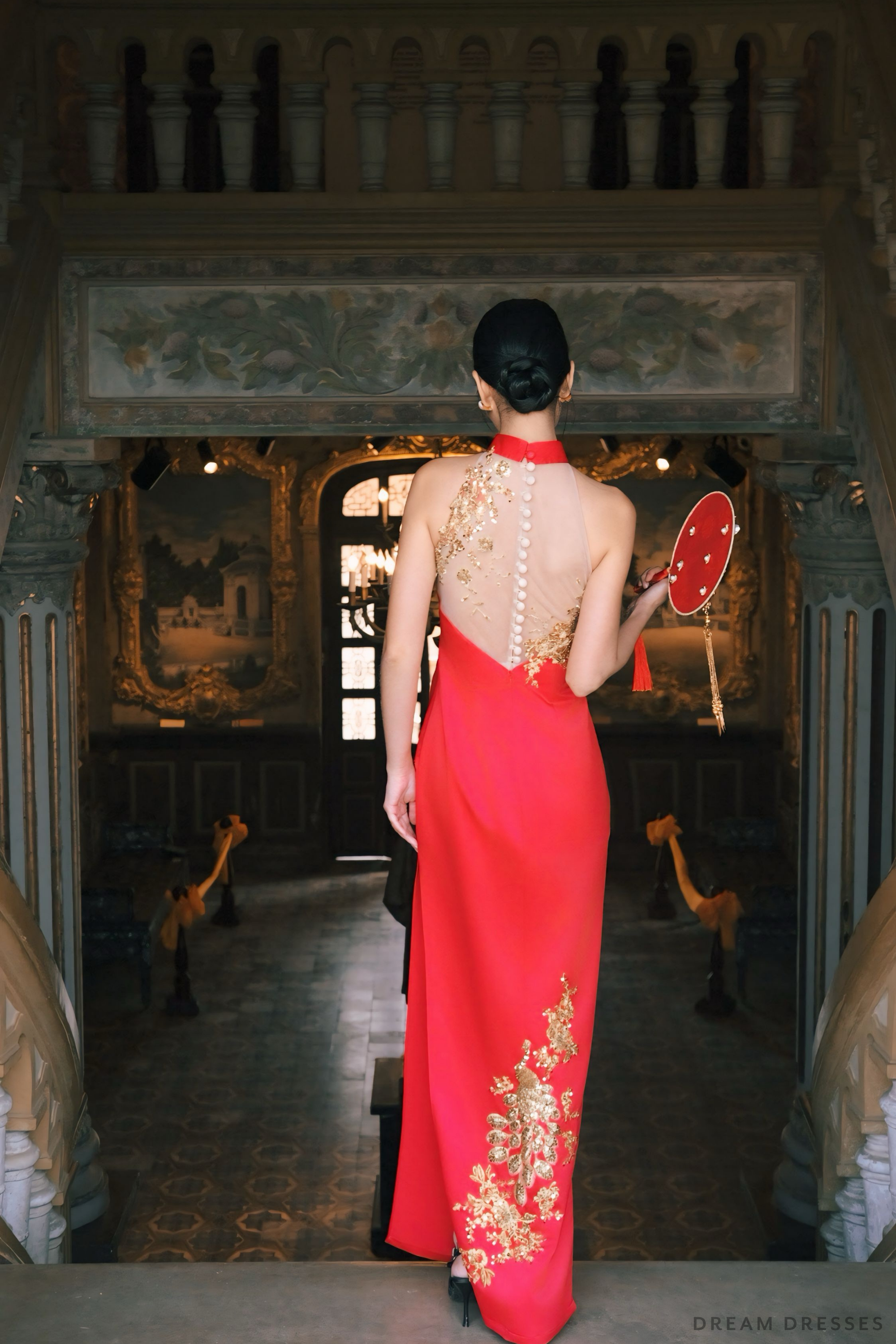 Red Bridal Cheongsam | Red Qipao Bridal Gown (#MAE)