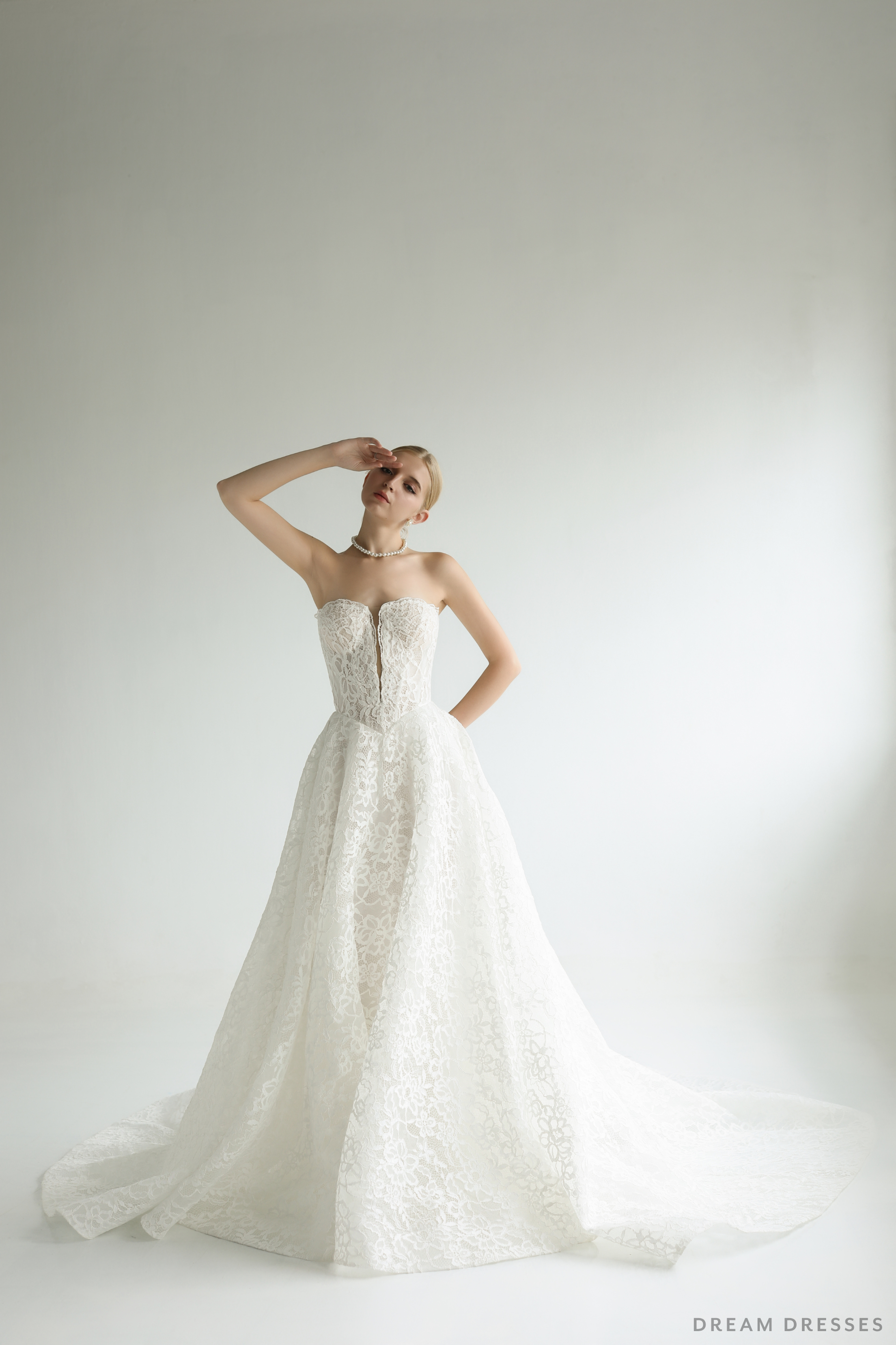 Strapless Lace Wedding Ball Gown (#ROSSELLA)