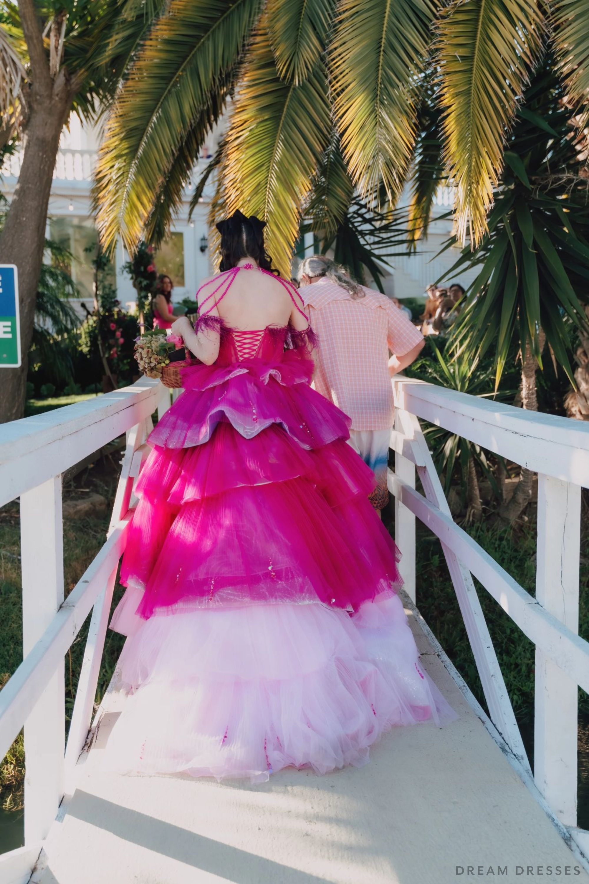 Pink Wedding Dress Ball Gown with Removable Skirt (#Maggie)