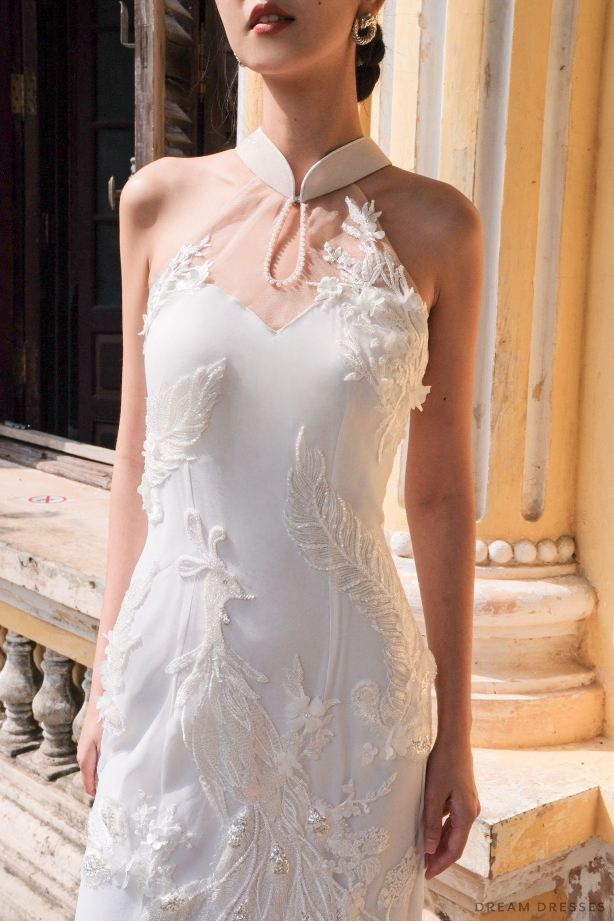 White Bridal Cheongsam | Couture Lace Modern Cheongsam (#JULIA)