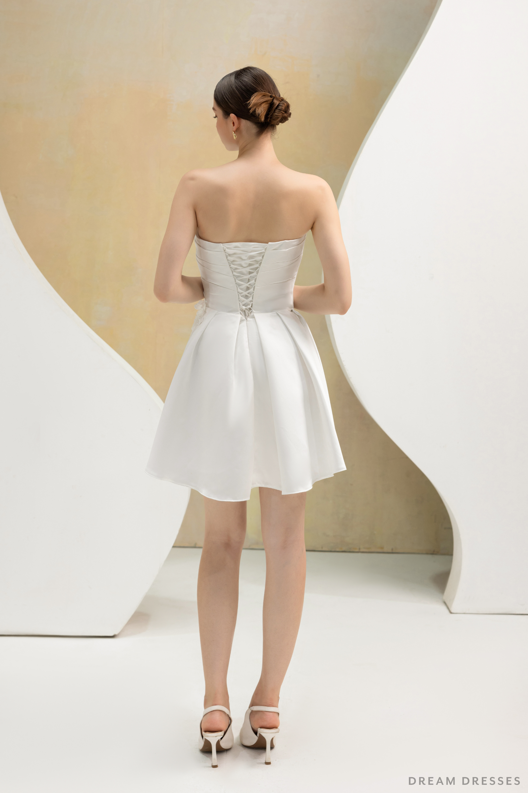 Rehearsal Dinner Silk Dress with 3D Lace (#ADALICIA)