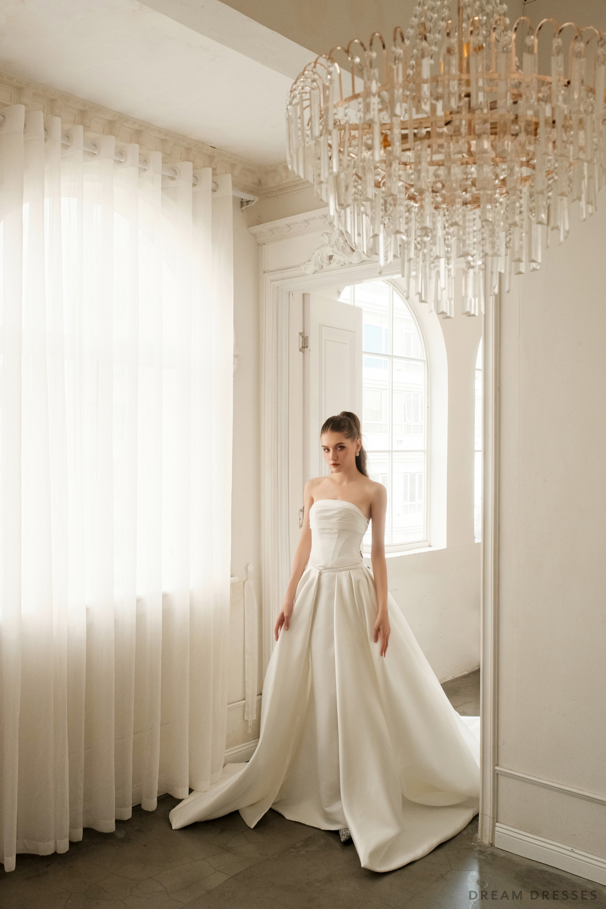 Satin Mermaid Wedding Dress with Detachable Overskirt (#EMELY)