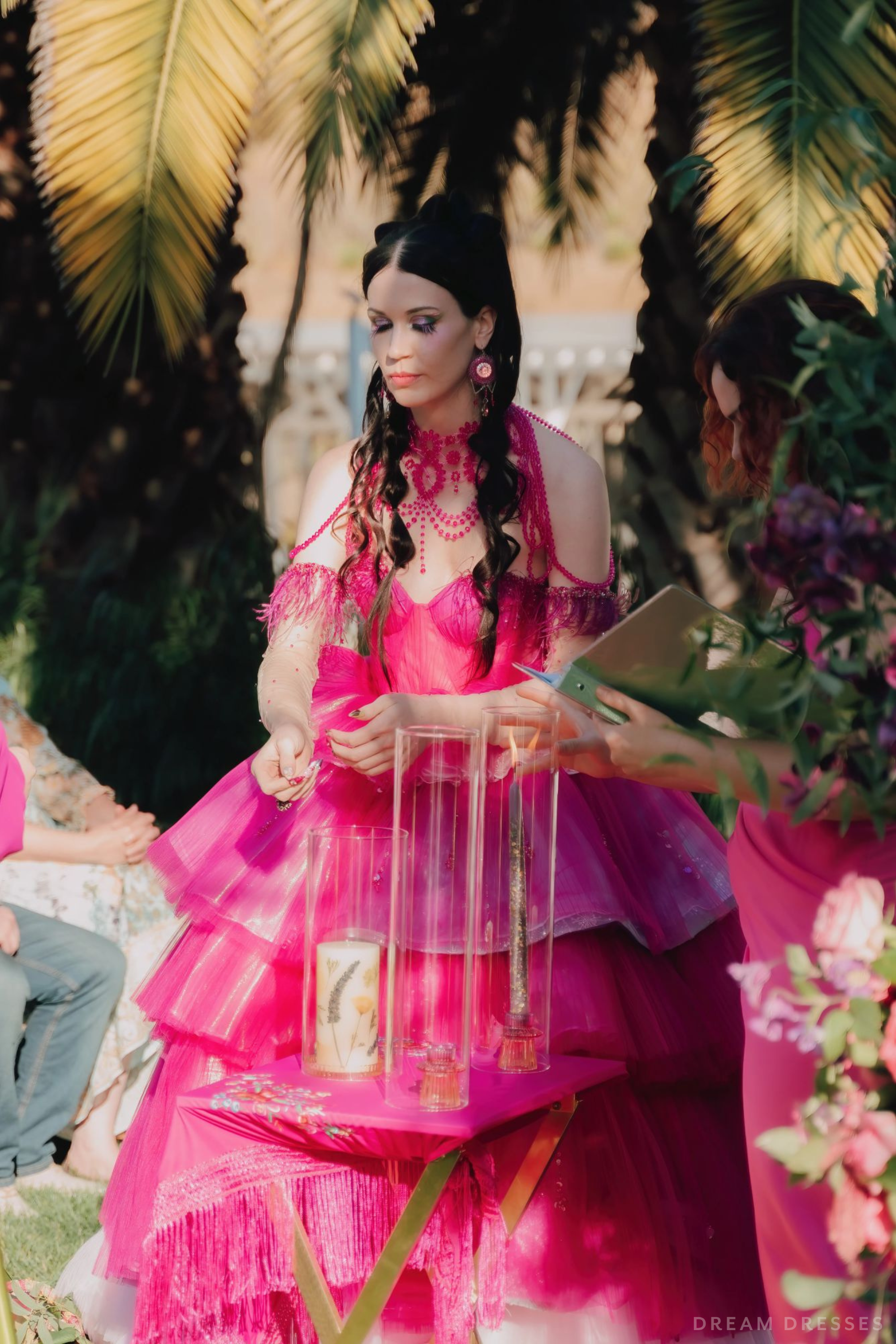 Pink Wedding Dress Ball Gown with Removable Skirt (#Maggie)