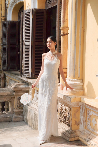 White Bridal Cheongsam | Couture Lace Modern Cheongsam (#JULIA)