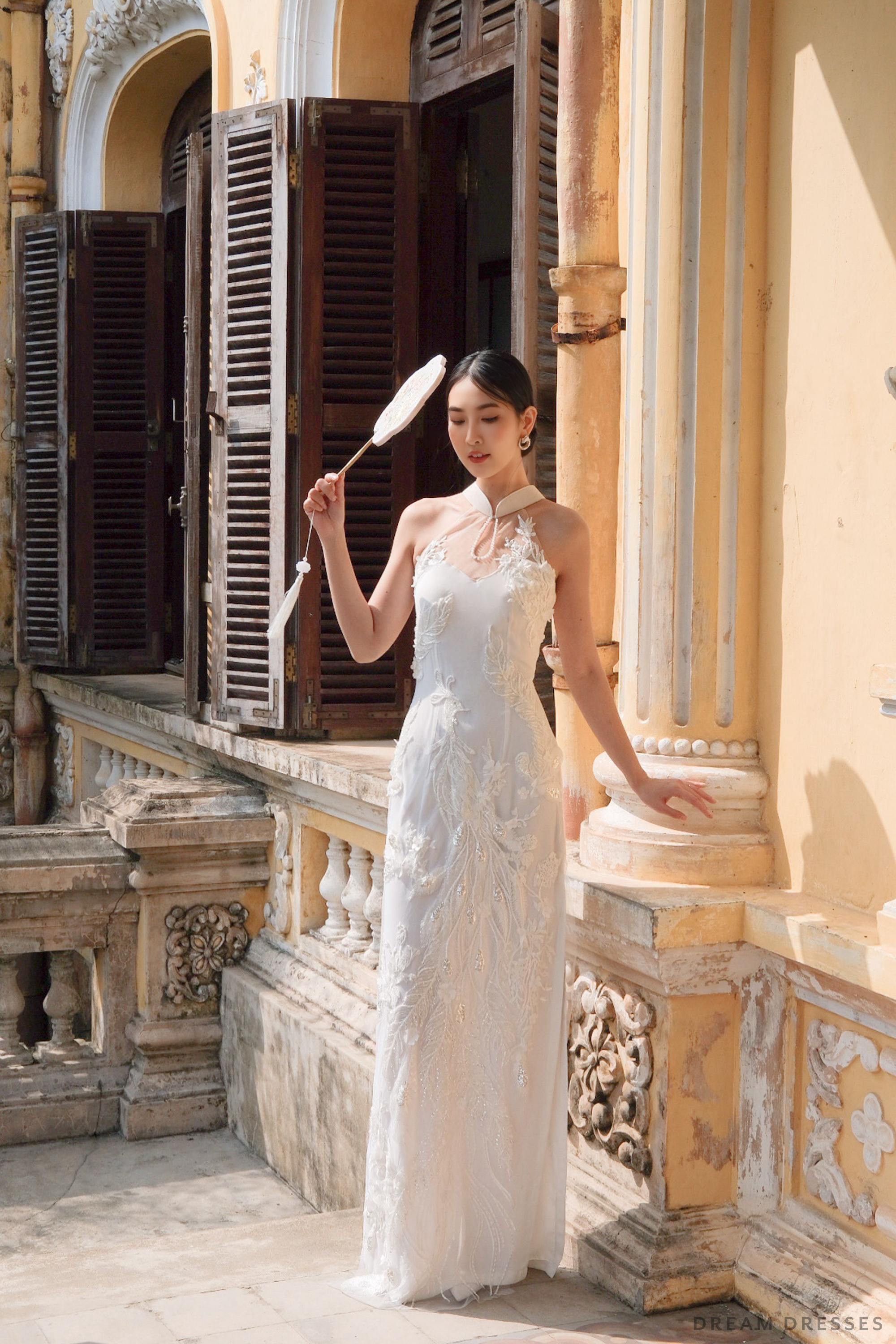 White Bridal Cheongsam | Couture Lace Modern Cheongsam (#JULIA)