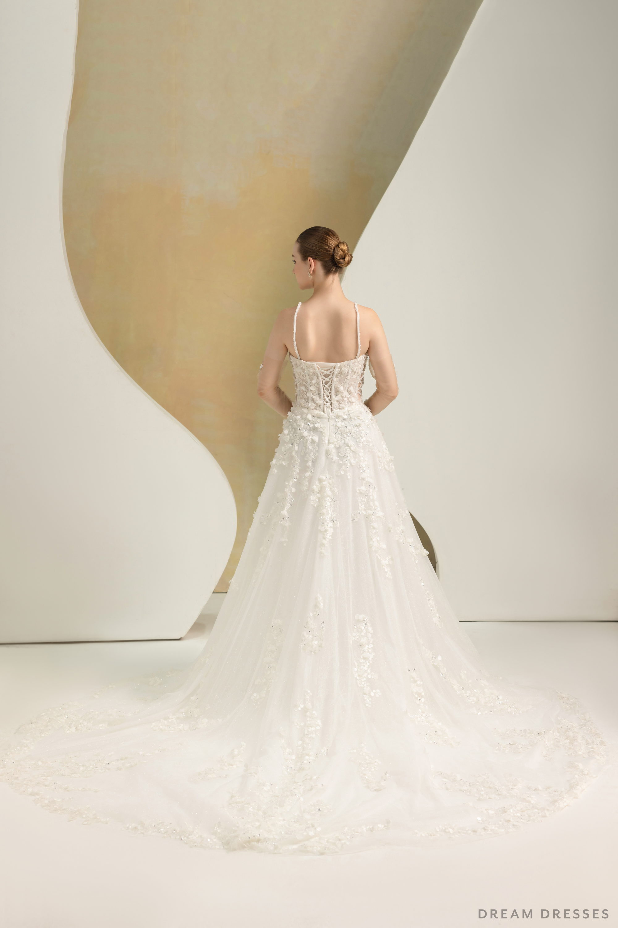 Ball Grown Wedding Dress with Detachable Sleeves (#NADIEN)