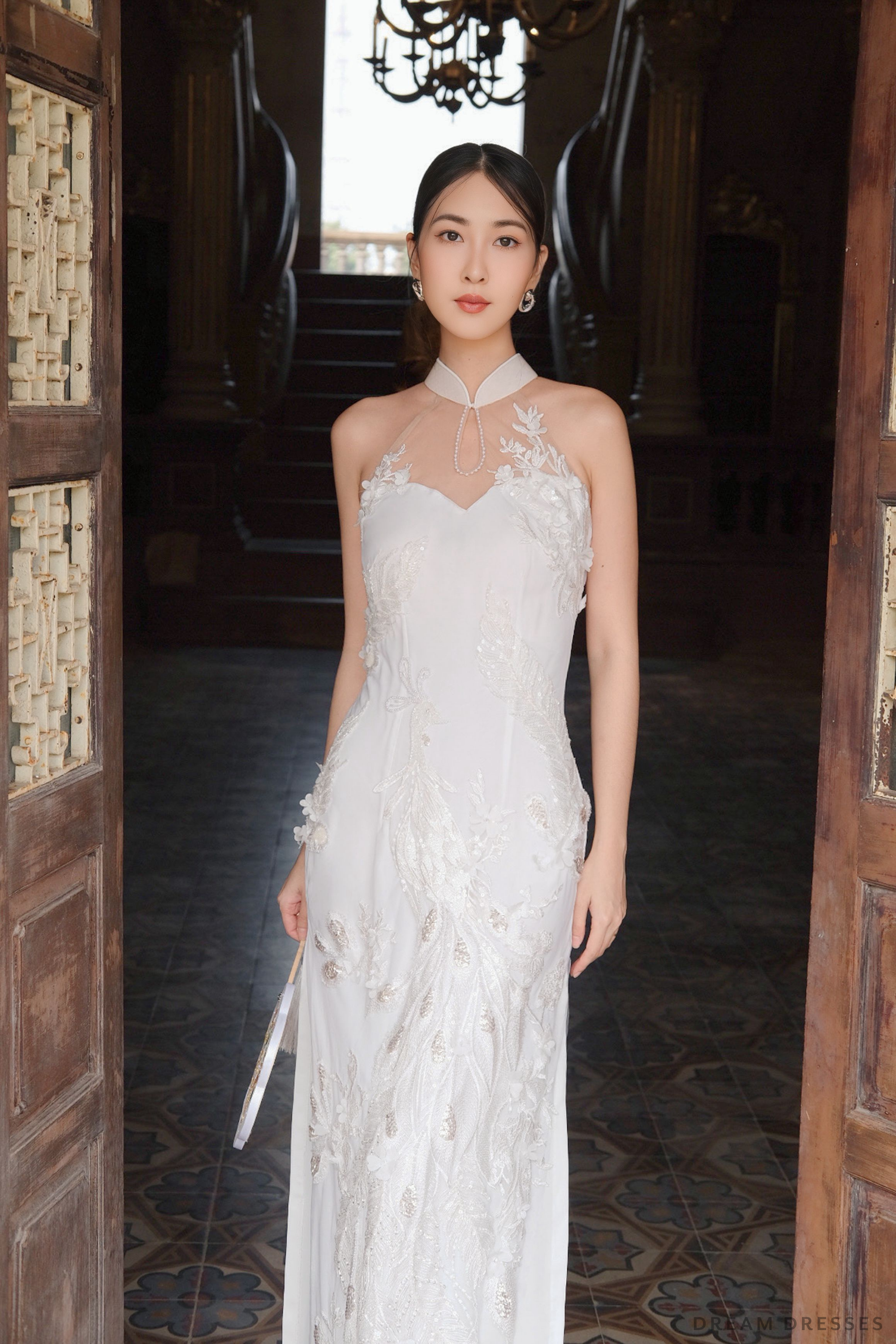 White Bridal Cheongsam | Couture Lace Modern Cheongsam (#JULIA)