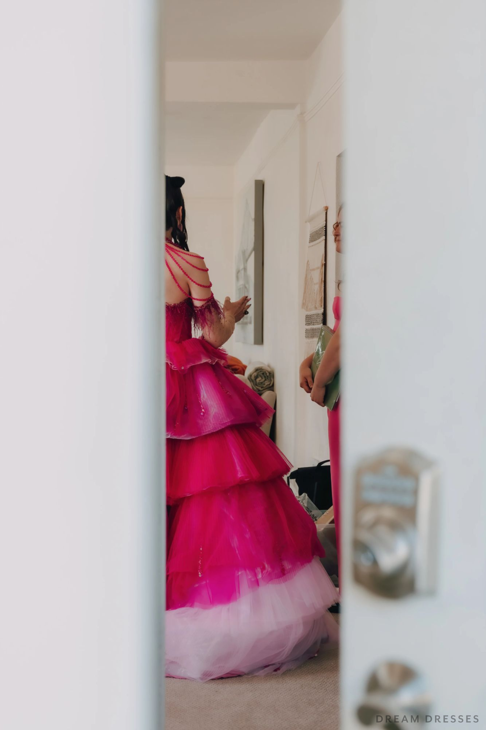 Pink Wedding Dress Ball Gown with Removable Skirt (#Maggie)