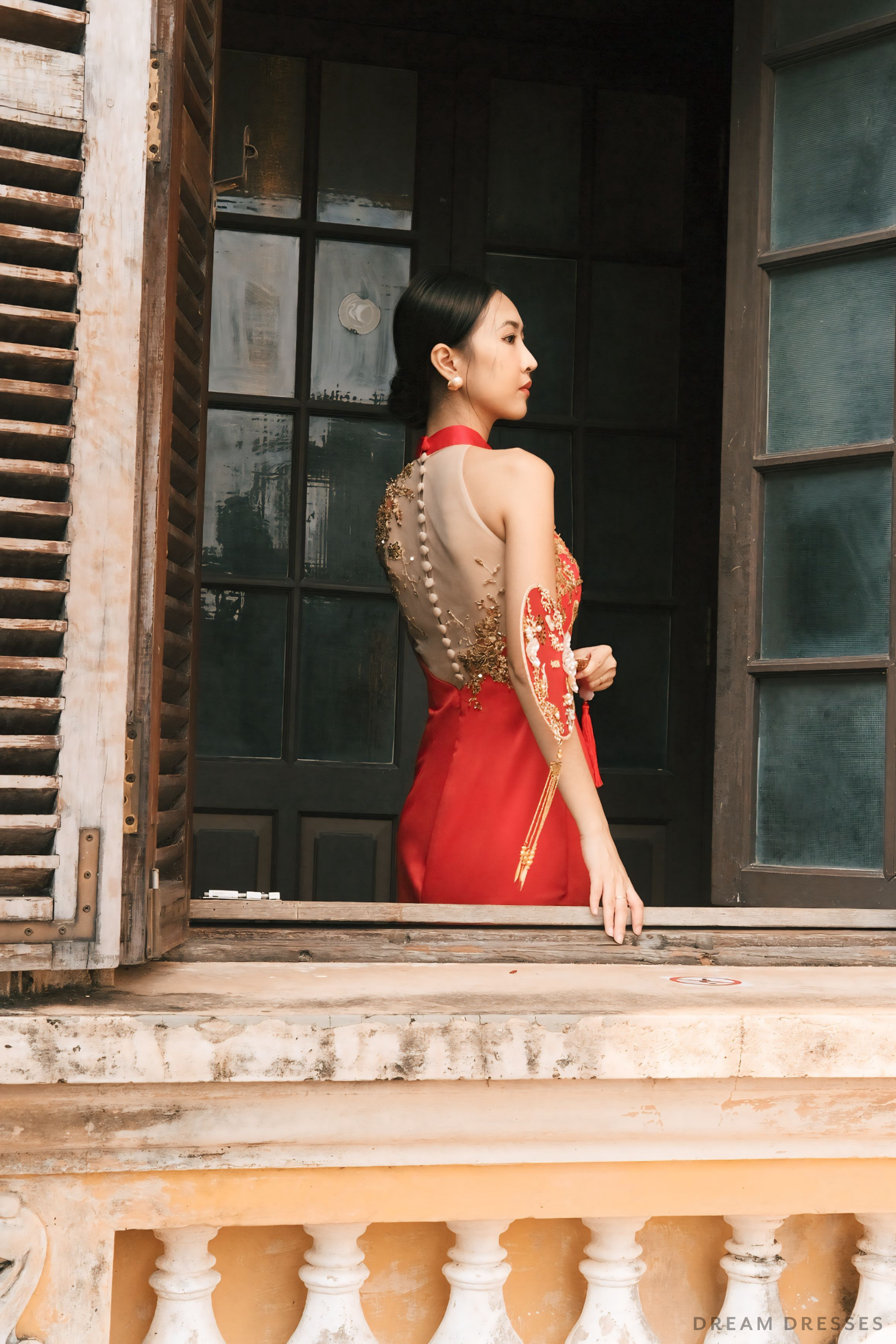 Red Bridal Cheongsam | Red Qipao Bridal Gown (#MAE)