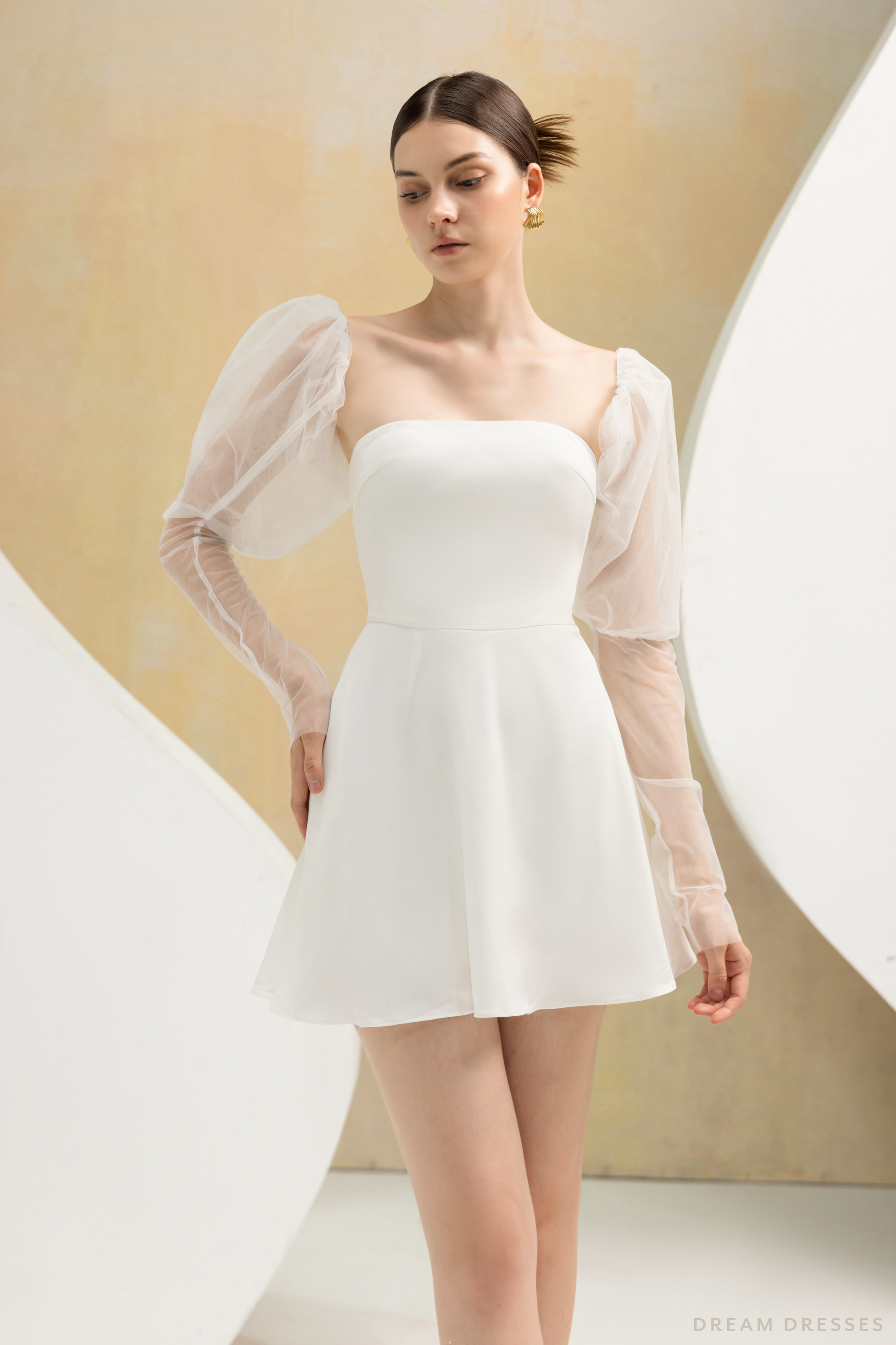 Tulle Detachable Bridal Sleeves (#AMY)