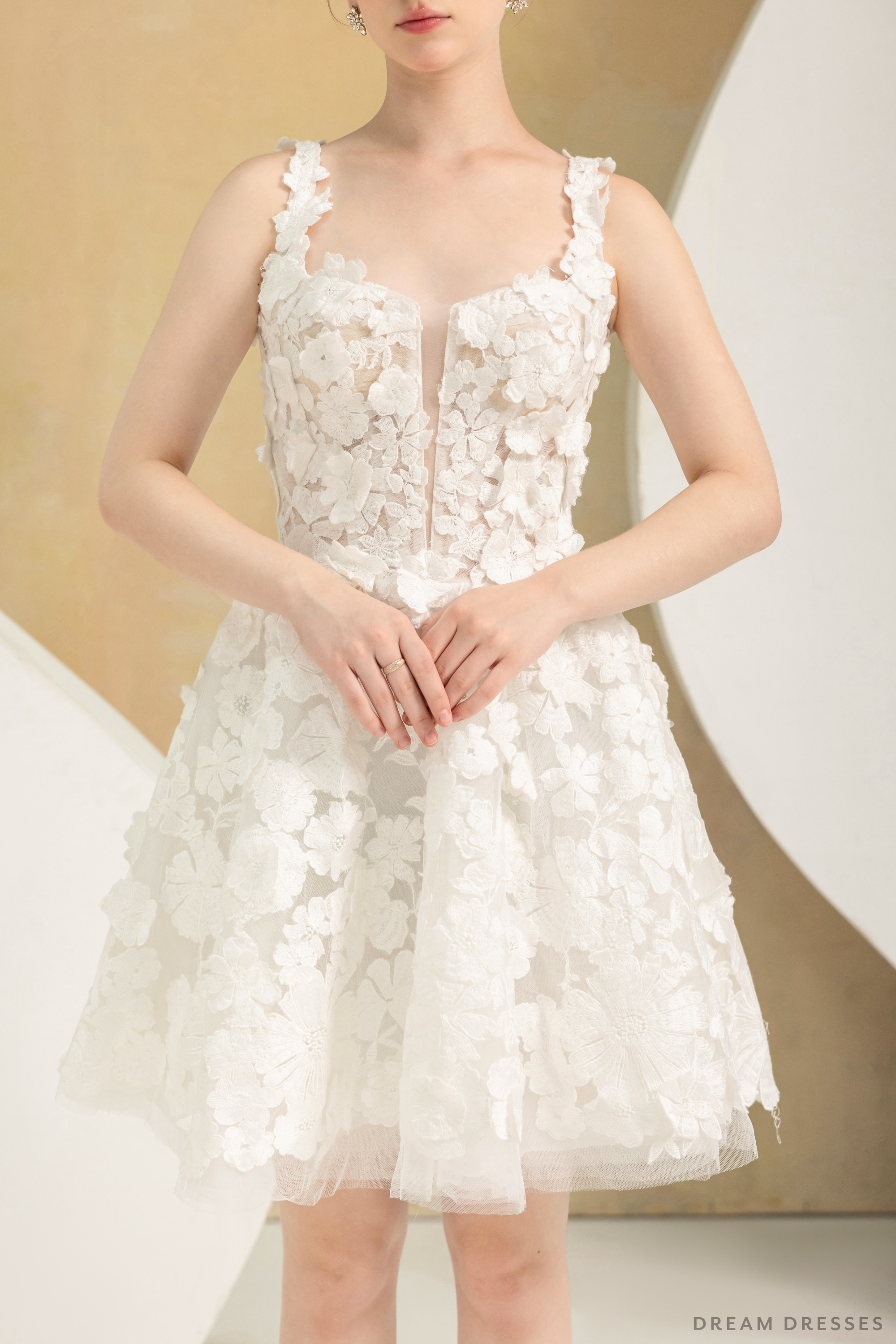 Mini Couture Dress with 3D Floral Lace (#VAVI)