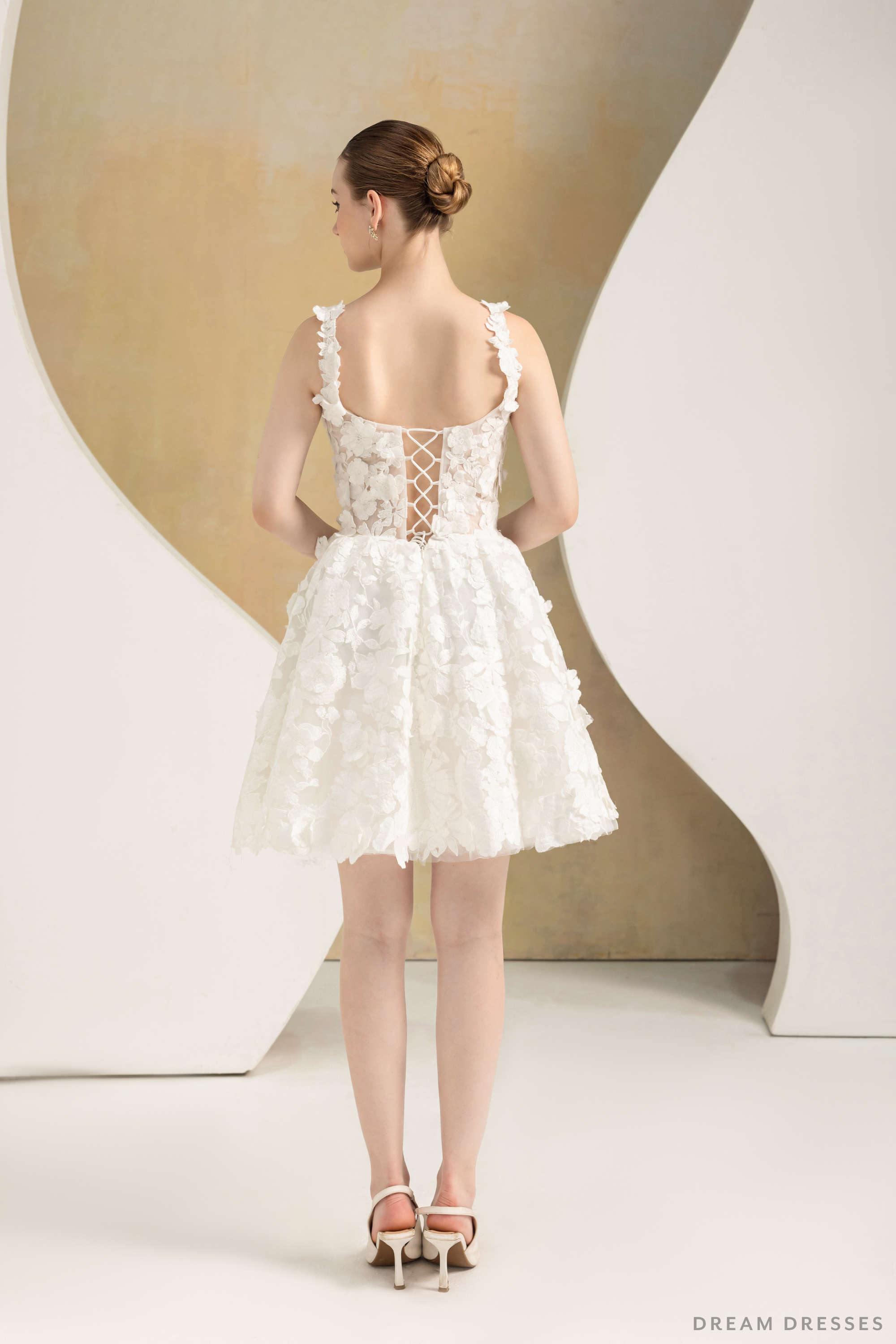 Mini Couture Dress with 3D Floral Lace (#VAVI)