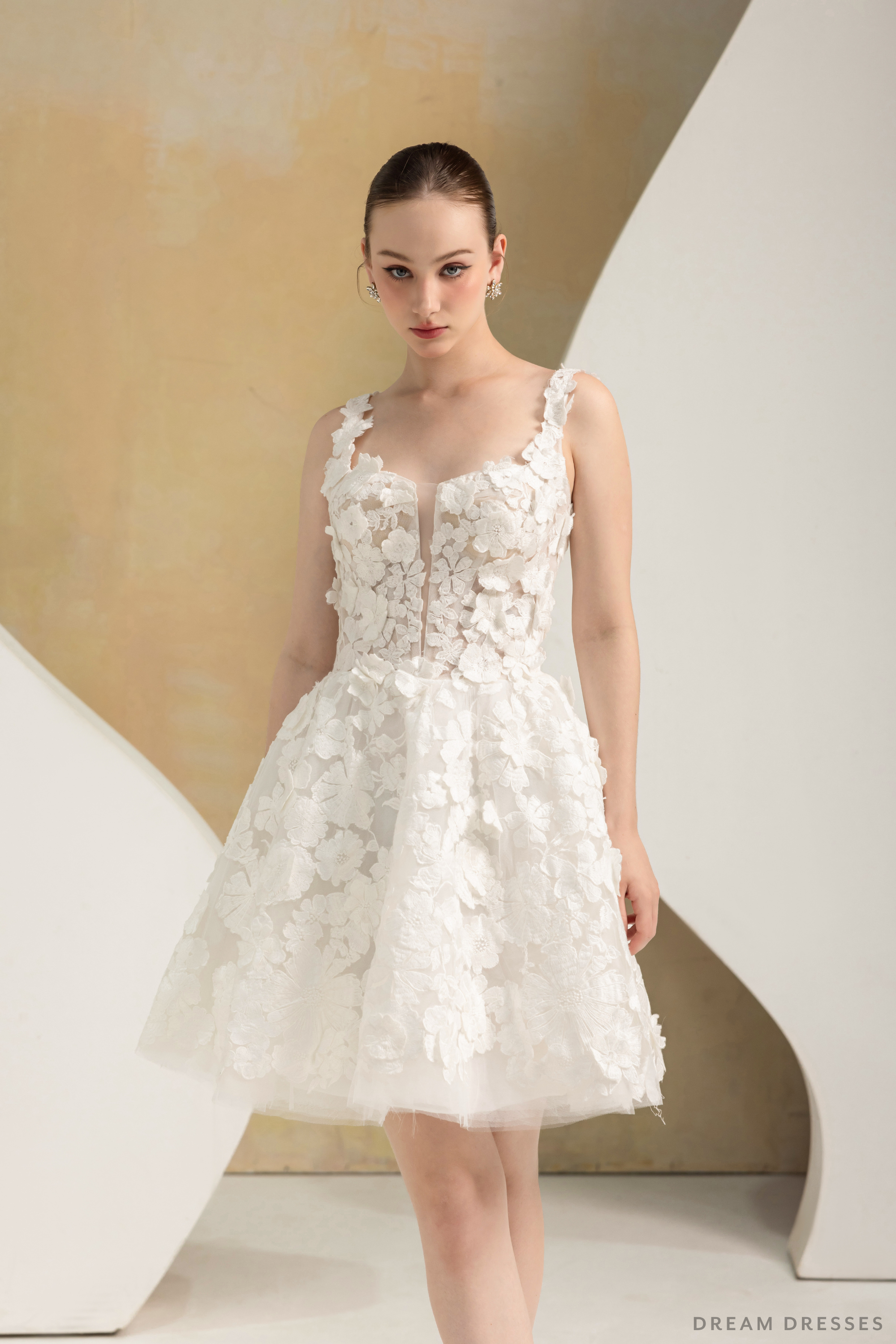 Mini Couture Dress with 3D Floral Lace (#VAVI)