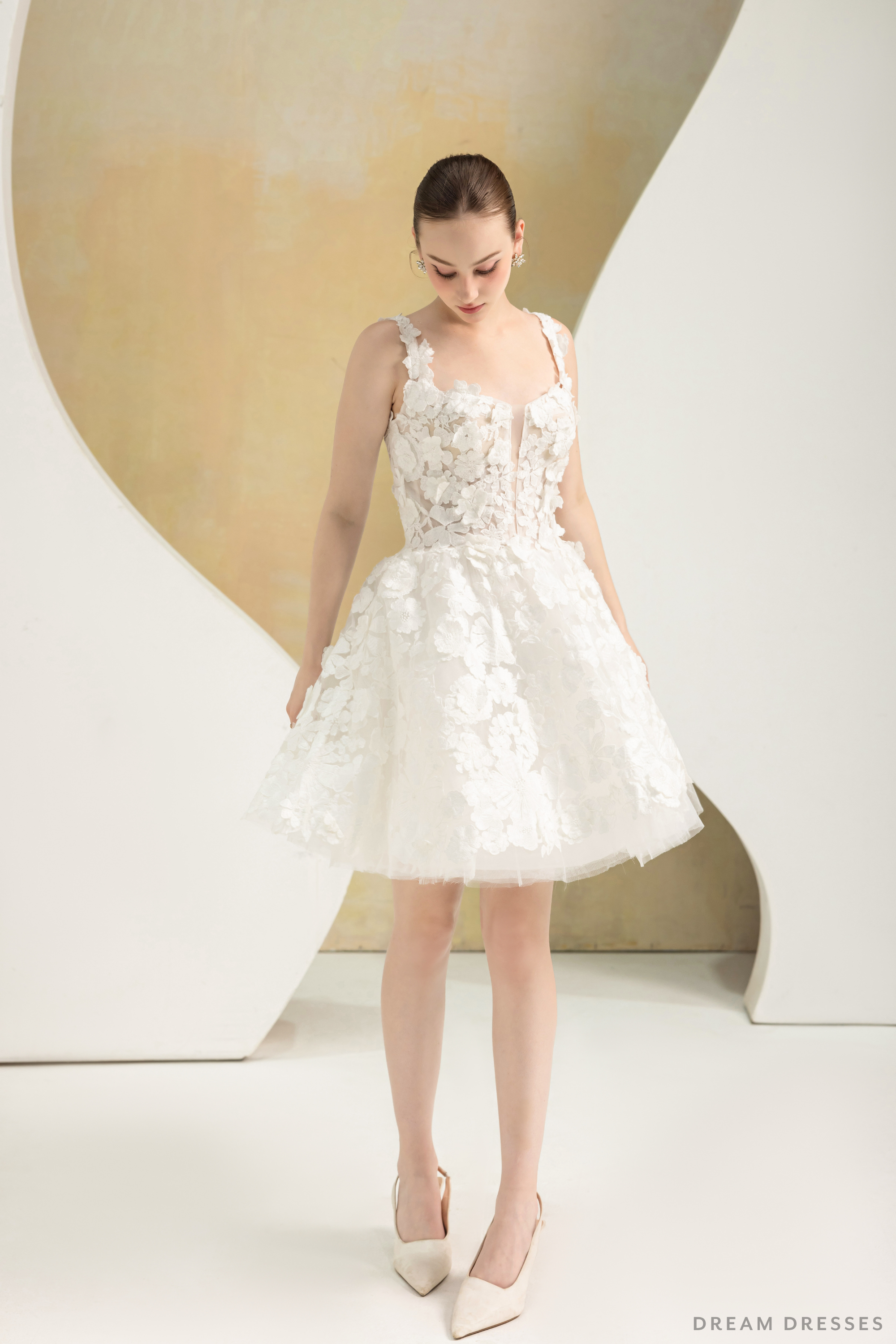 Mini Couture Dress with 3D Floral Lace (#VAVI)