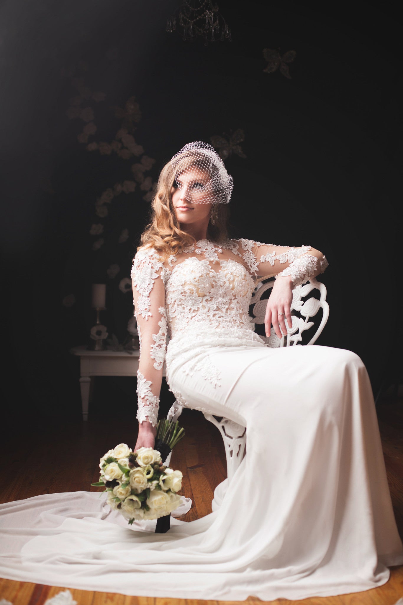 Modern Long Sleeve Wedding Dress With Key Hole Back (#Liz)