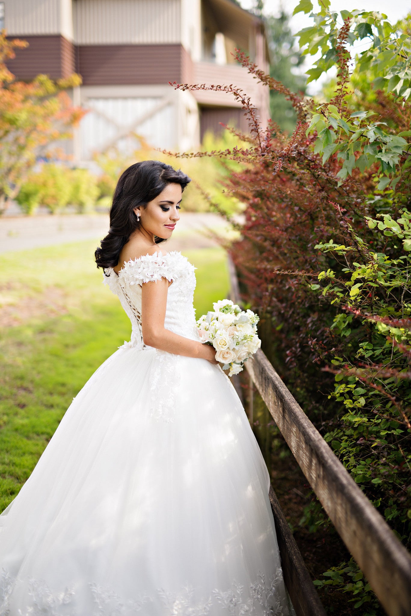 Strapless Off The Shoulder Ball Gown Wedding Dress With 3D Florals