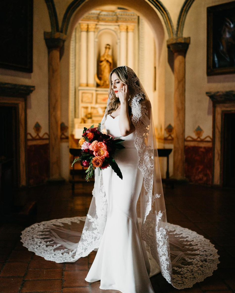 Dream Dresses by P.M.N. Cathedral Mantilla Floral Veil (#Lisanne) semi-royal